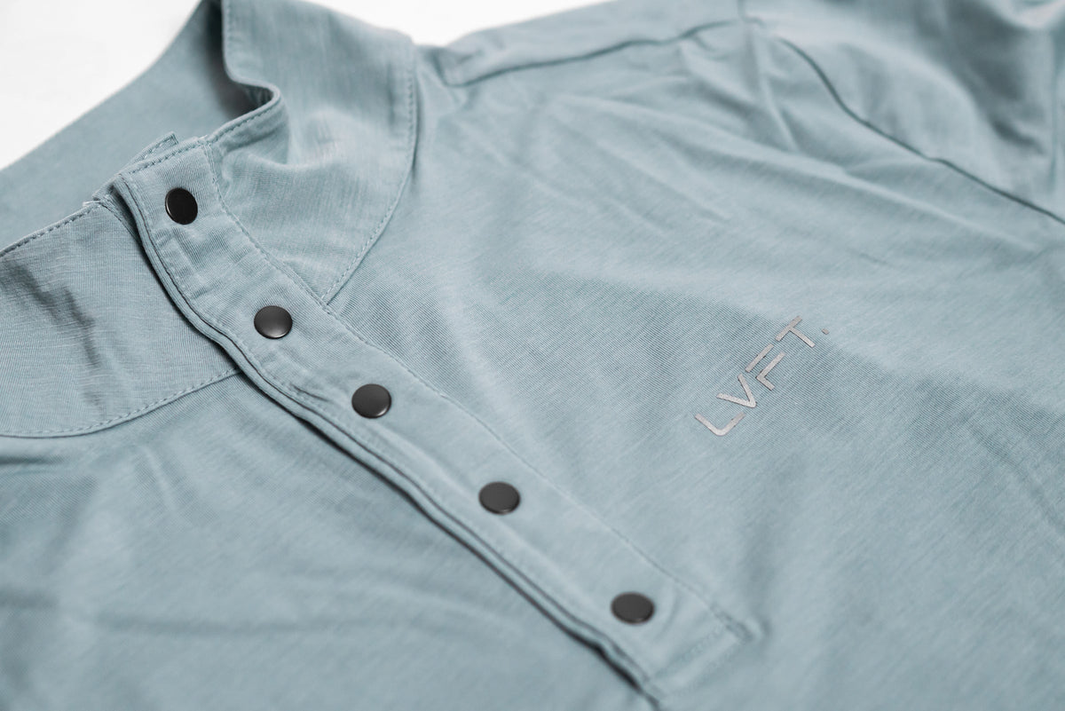 Performance Snap Henley - Seafoam Blue