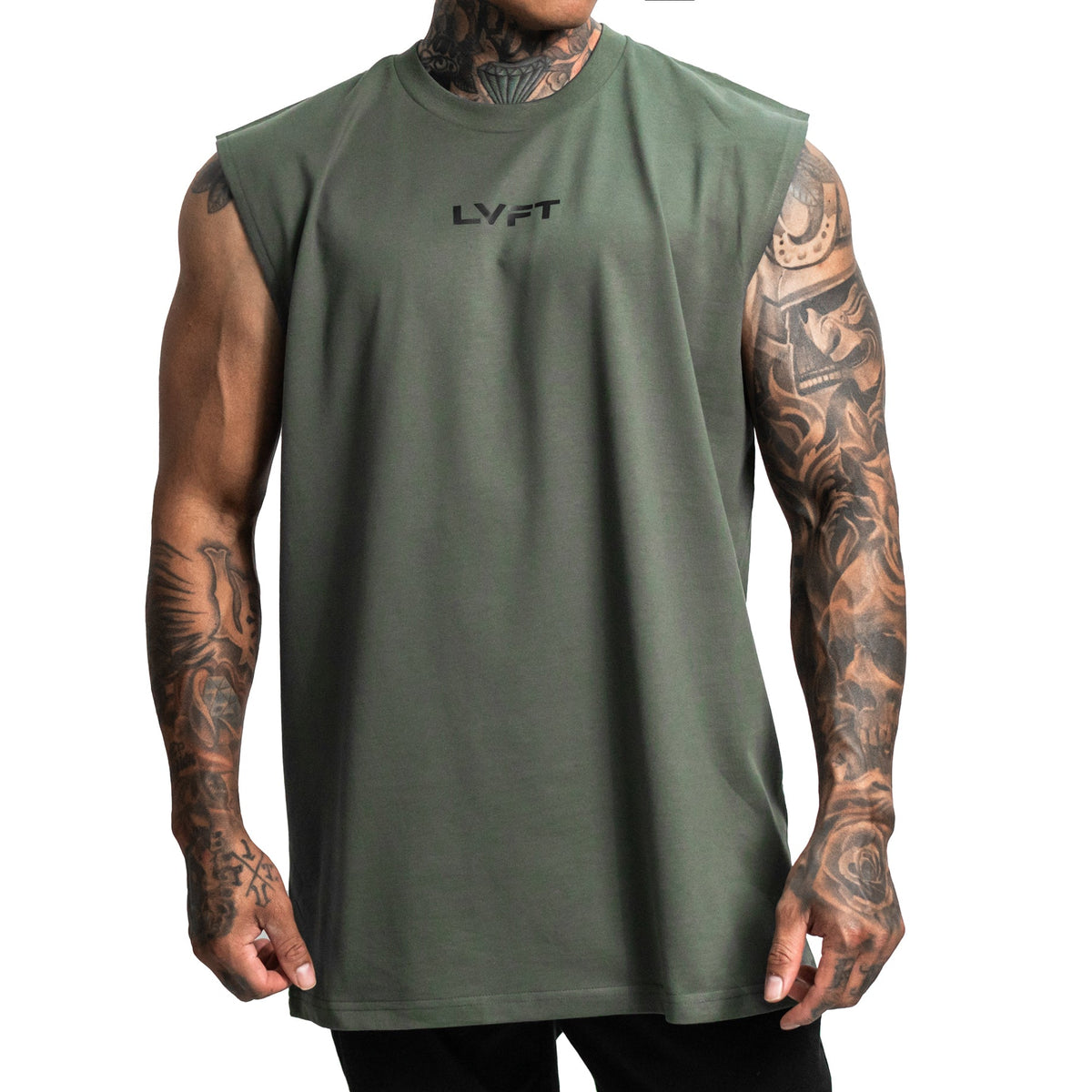 Slate Logo Muscle Tank- Army