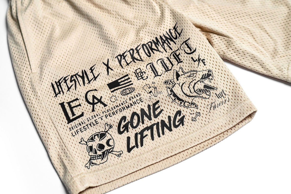 Doodles Mesh Shorts - Khaki