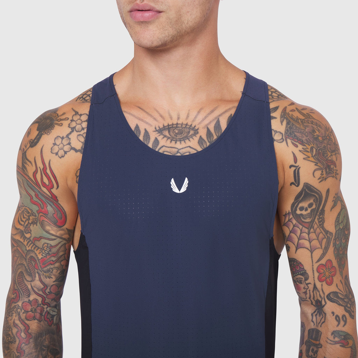 0949. Laser-Vent™ Singlet Tank - Navy/Black