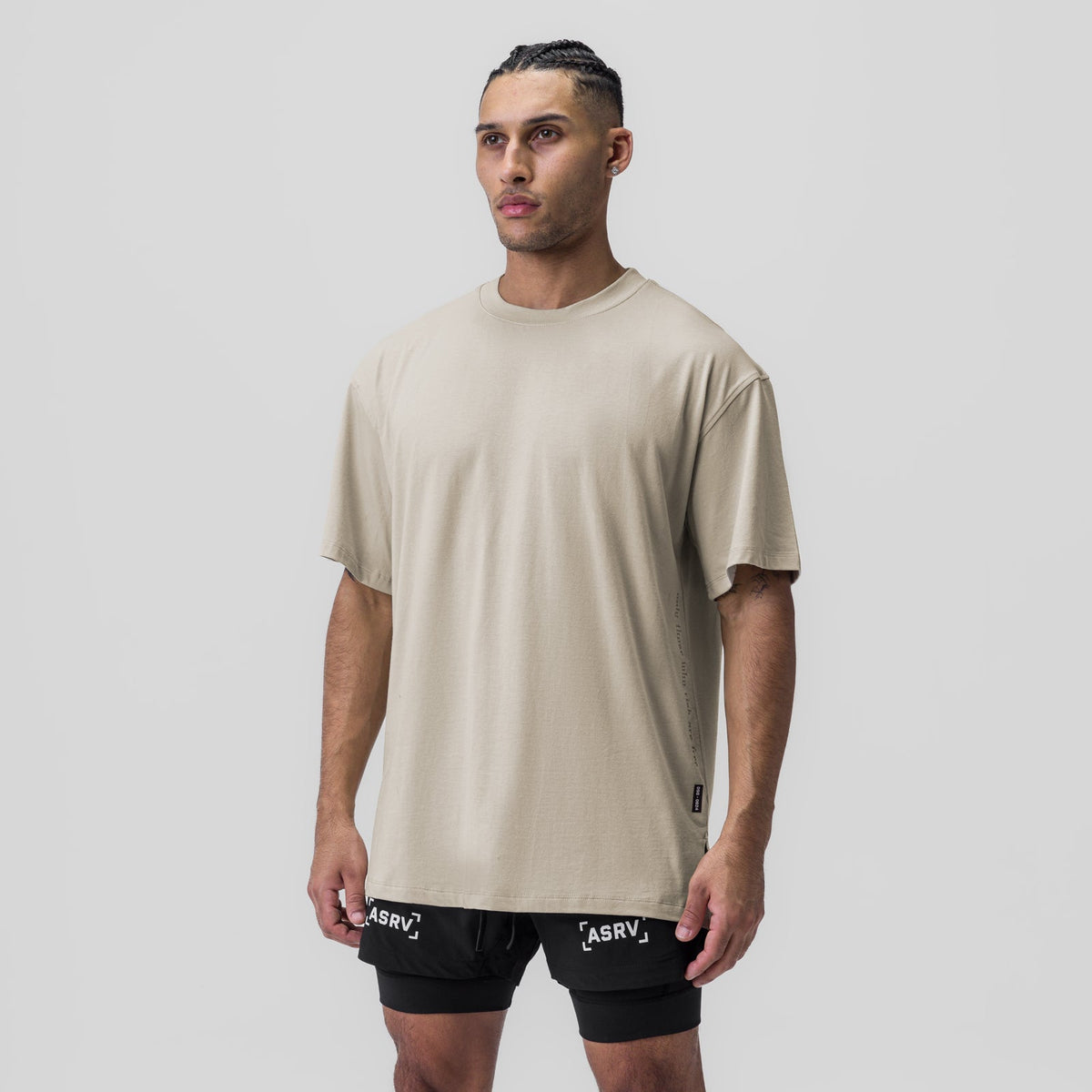 0824. Supima® Oversized Tee - Sand Smoke
