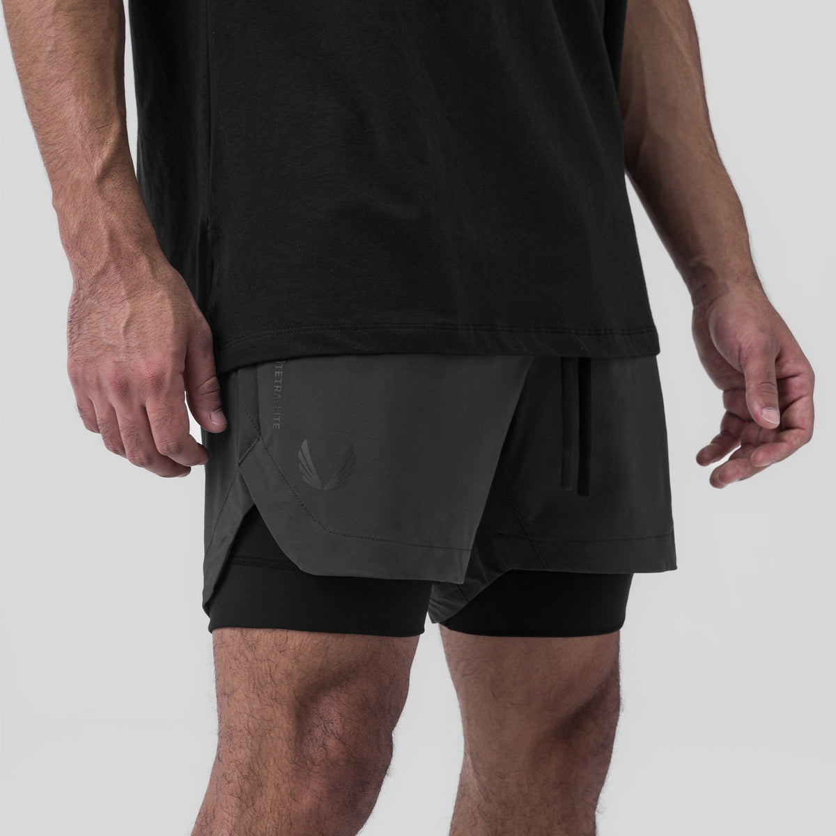 0865. Tetra-Lite® 5" Liner Short - Space Grey "Wings"/Black