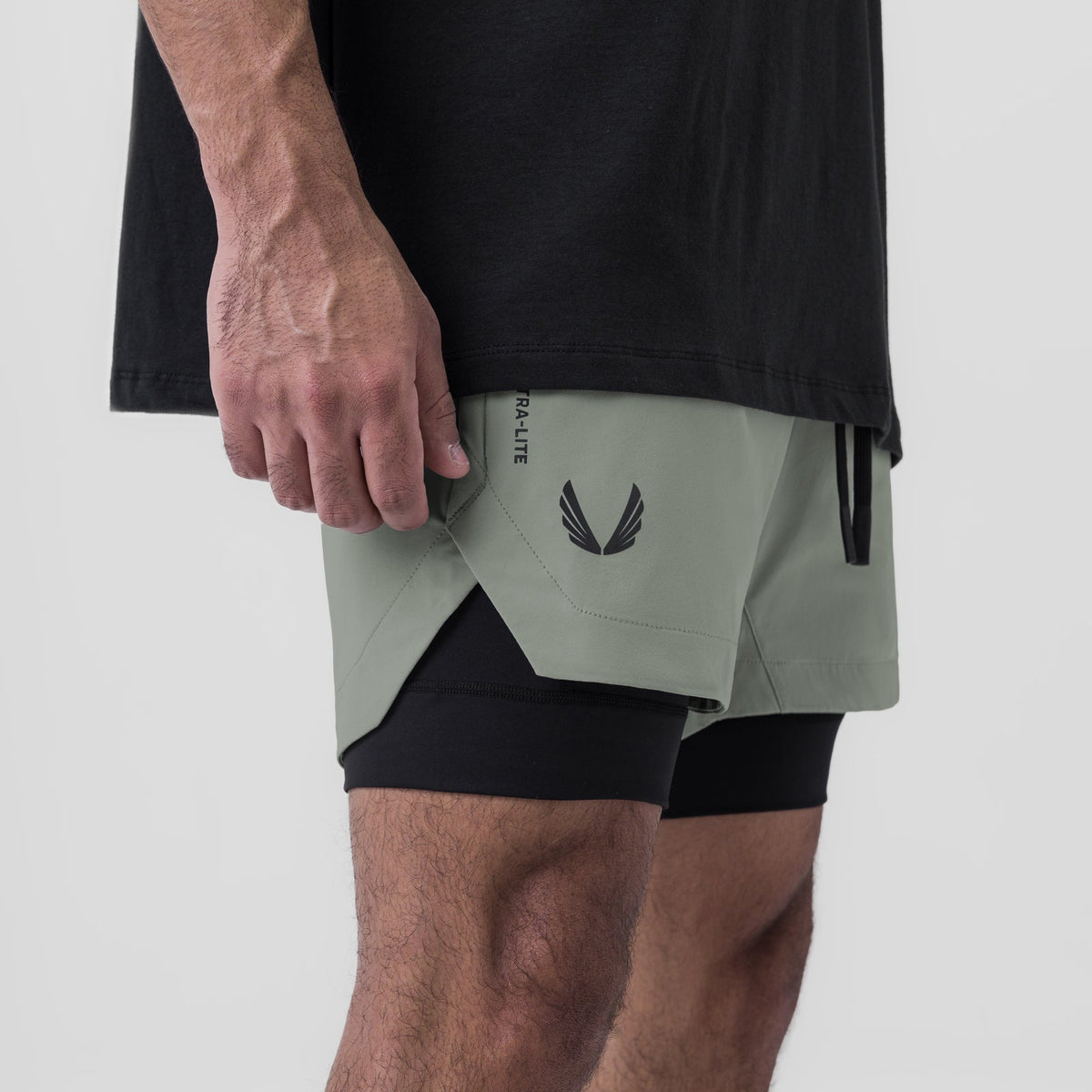 0865. Tetra-Lite® 5" Liner Short - Sage "Wings"/Black
