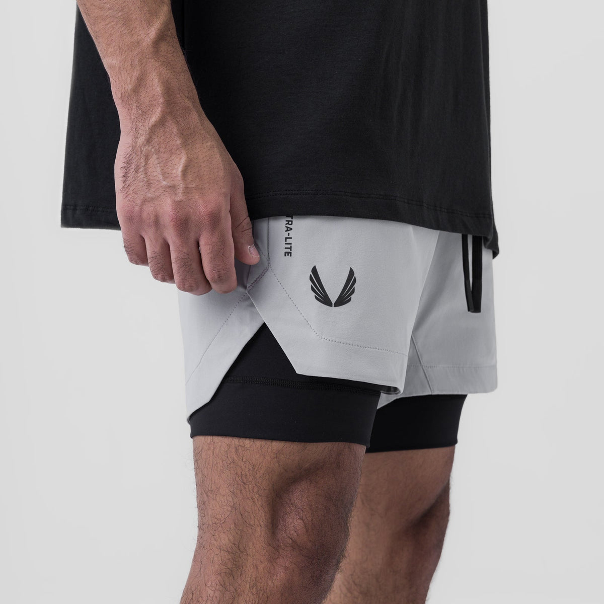 0865. Tetra-Lite® 5" Liner Short - Slate Grey "Wings"/Black