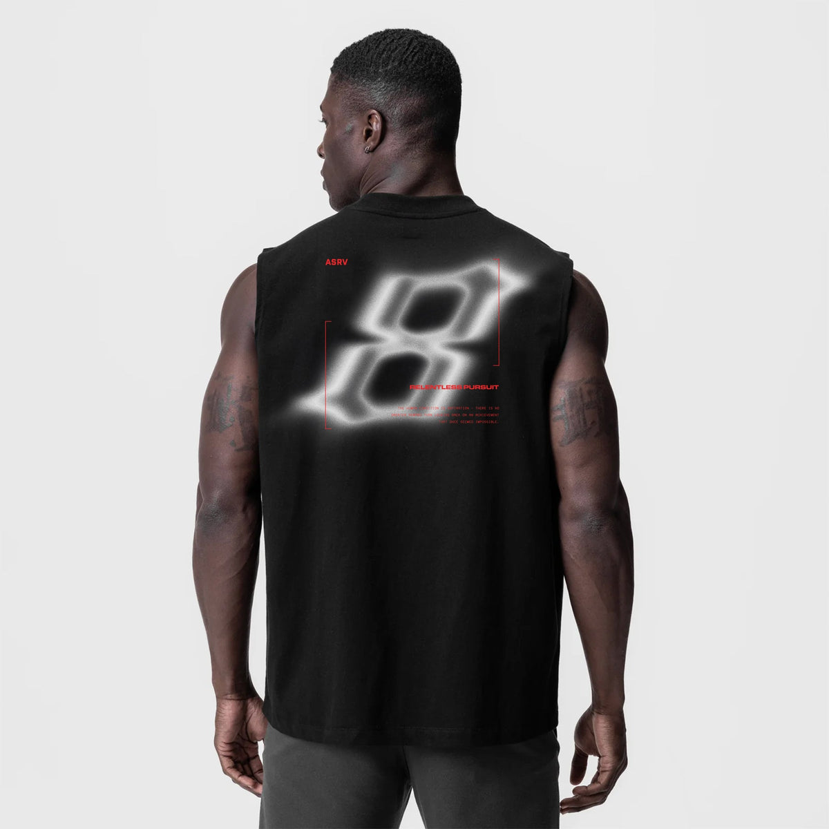 0807. Tech Essential™ Relaxed Cutoff - Black "Infinite Mindset"