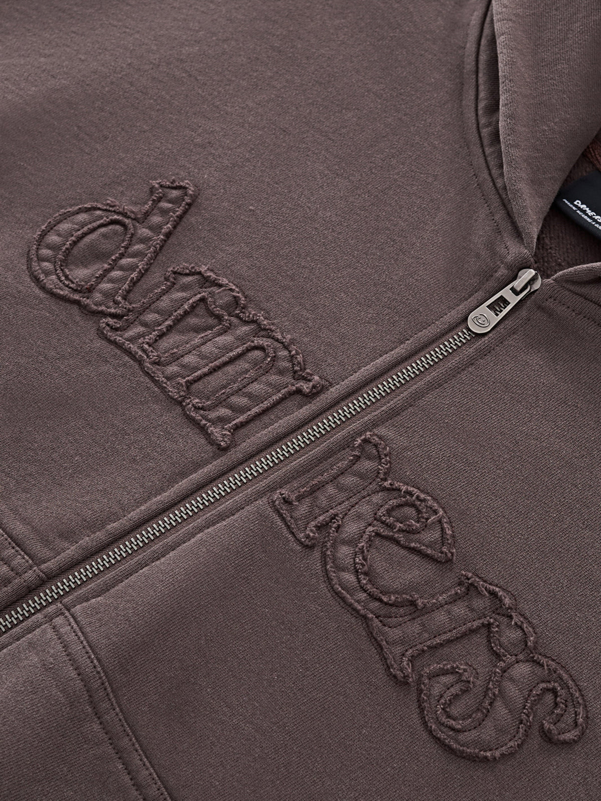 DISTRESSED LOGO ZIP UP - BROWN