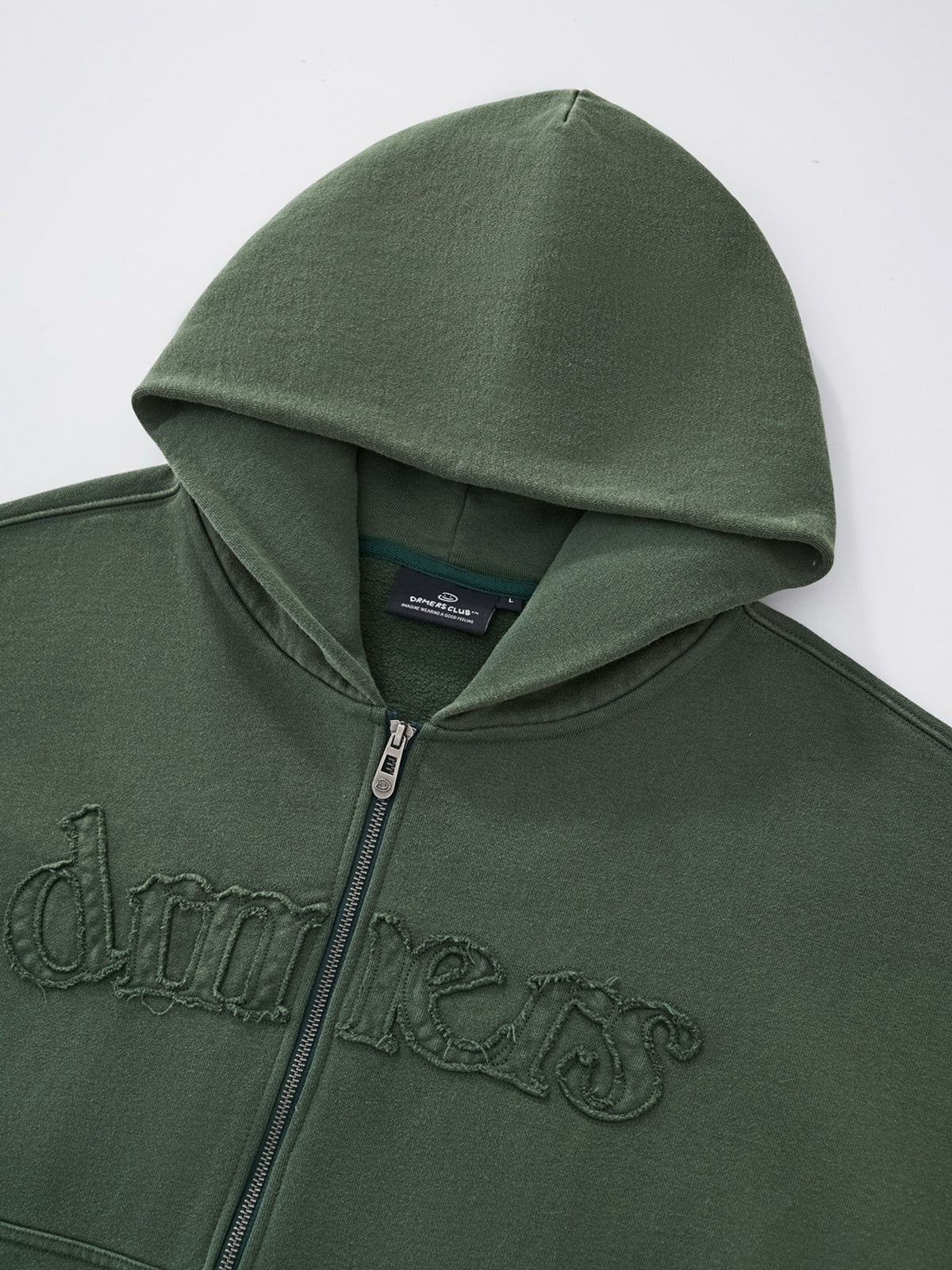 DISTRESSED LOGO ZIP UP - FADED PINE