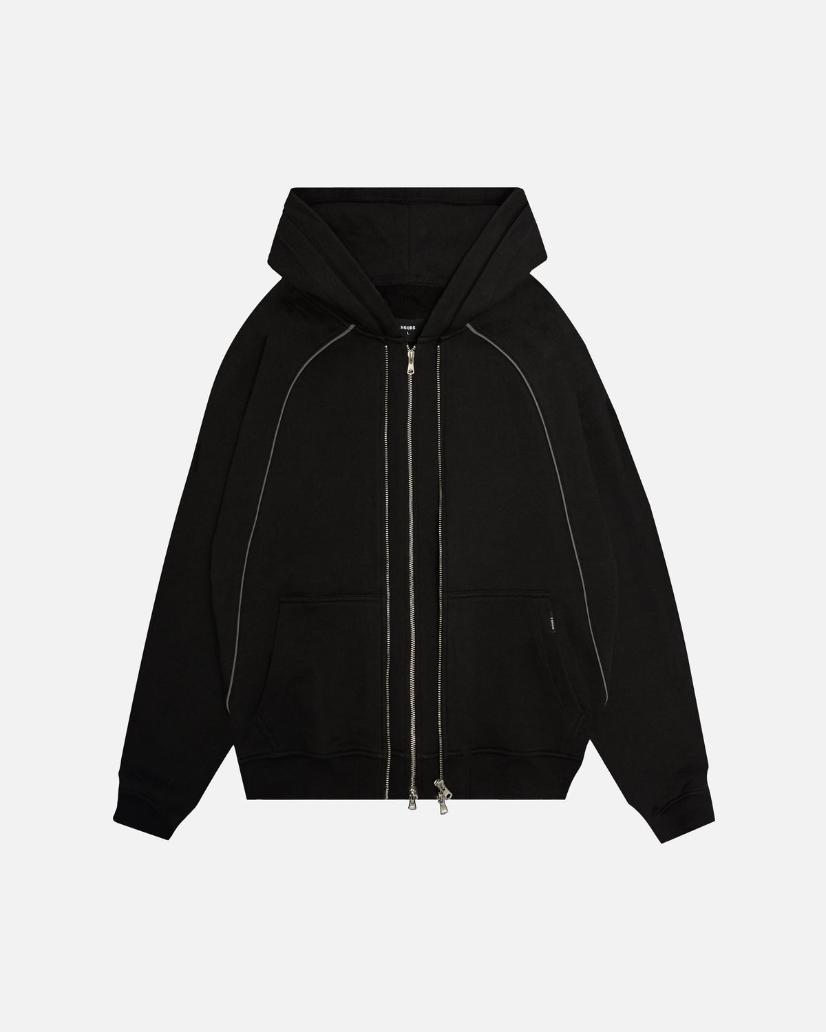 Double Layer Zip Hoodie - Black