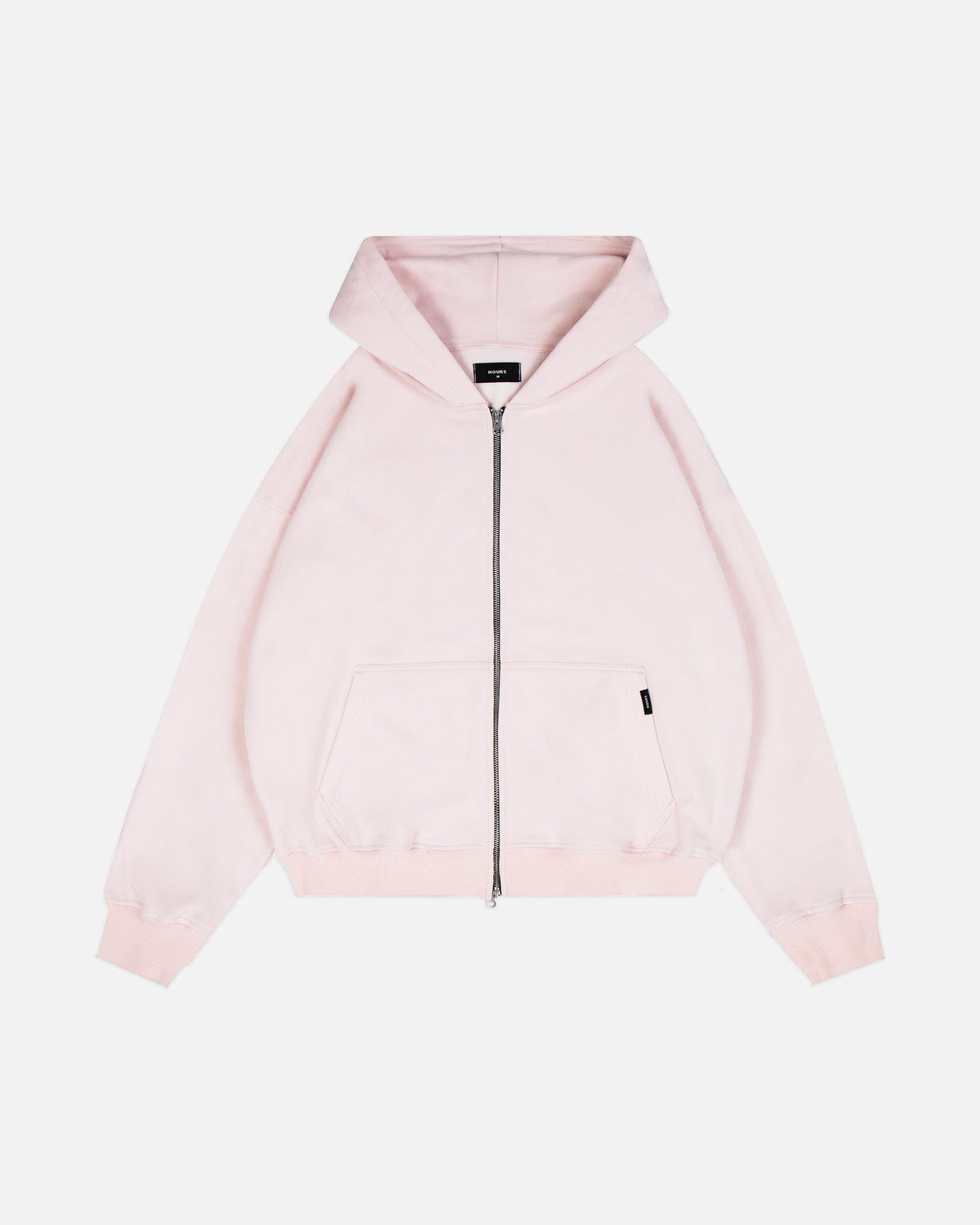 Drop Shoulder Zip Hoodie - Blush