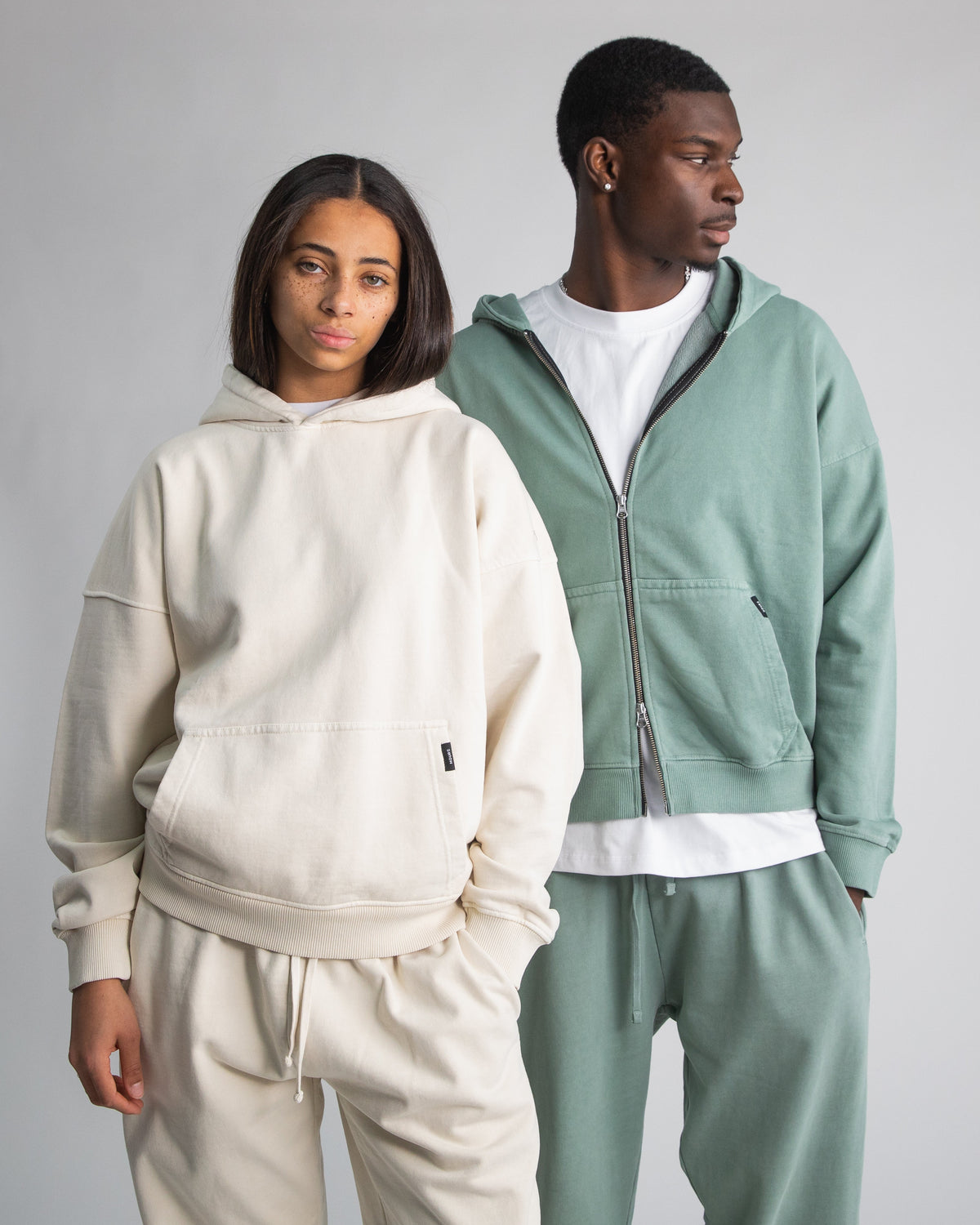 Drop Shoulder Hoodie - Vintage Bone