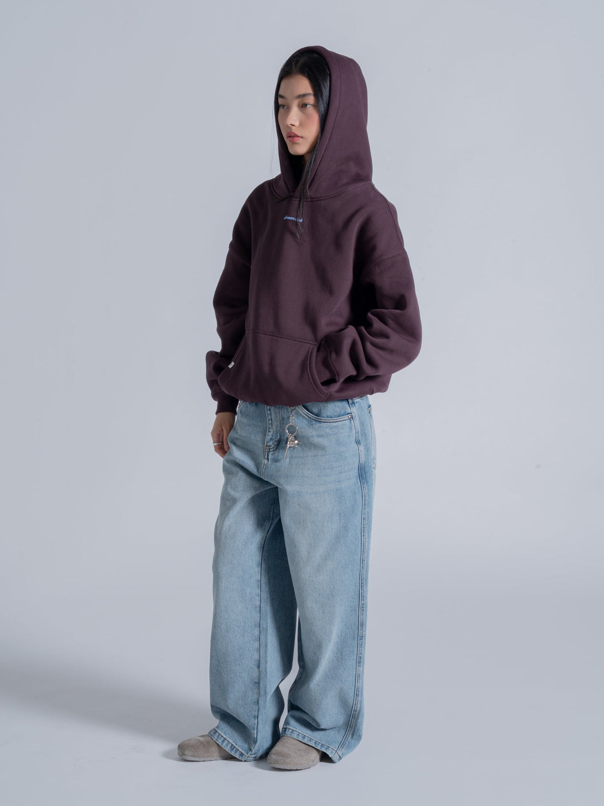 JUST GO WITH THE FEELING HOODIE - DEEP PLUM