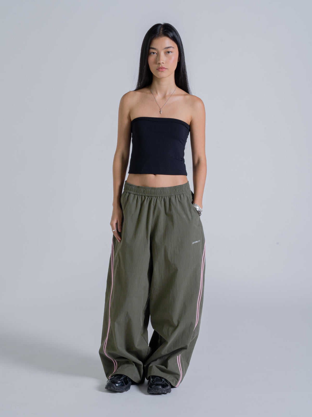 WAVY TRACK PANT - OLIVE GREEN