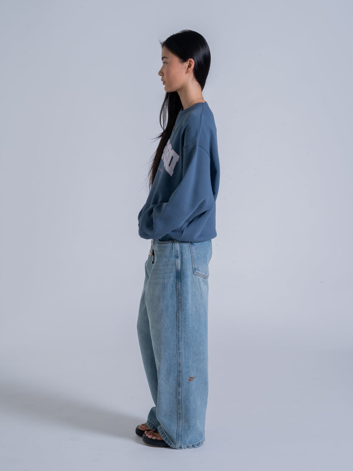 MIRRORED DRMERS CREWNECK - DUSTY NAVY
