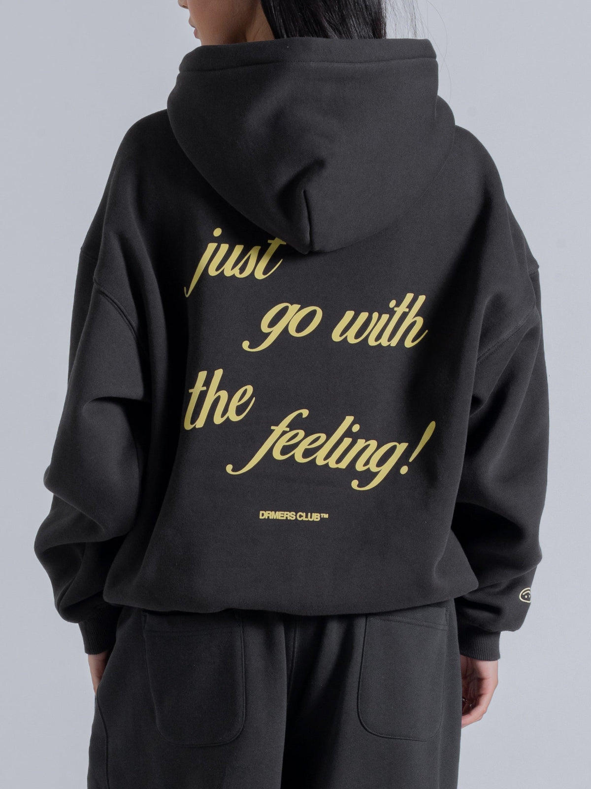 JUST GO WITH THE FEELING HOODIE - FADED BLACK