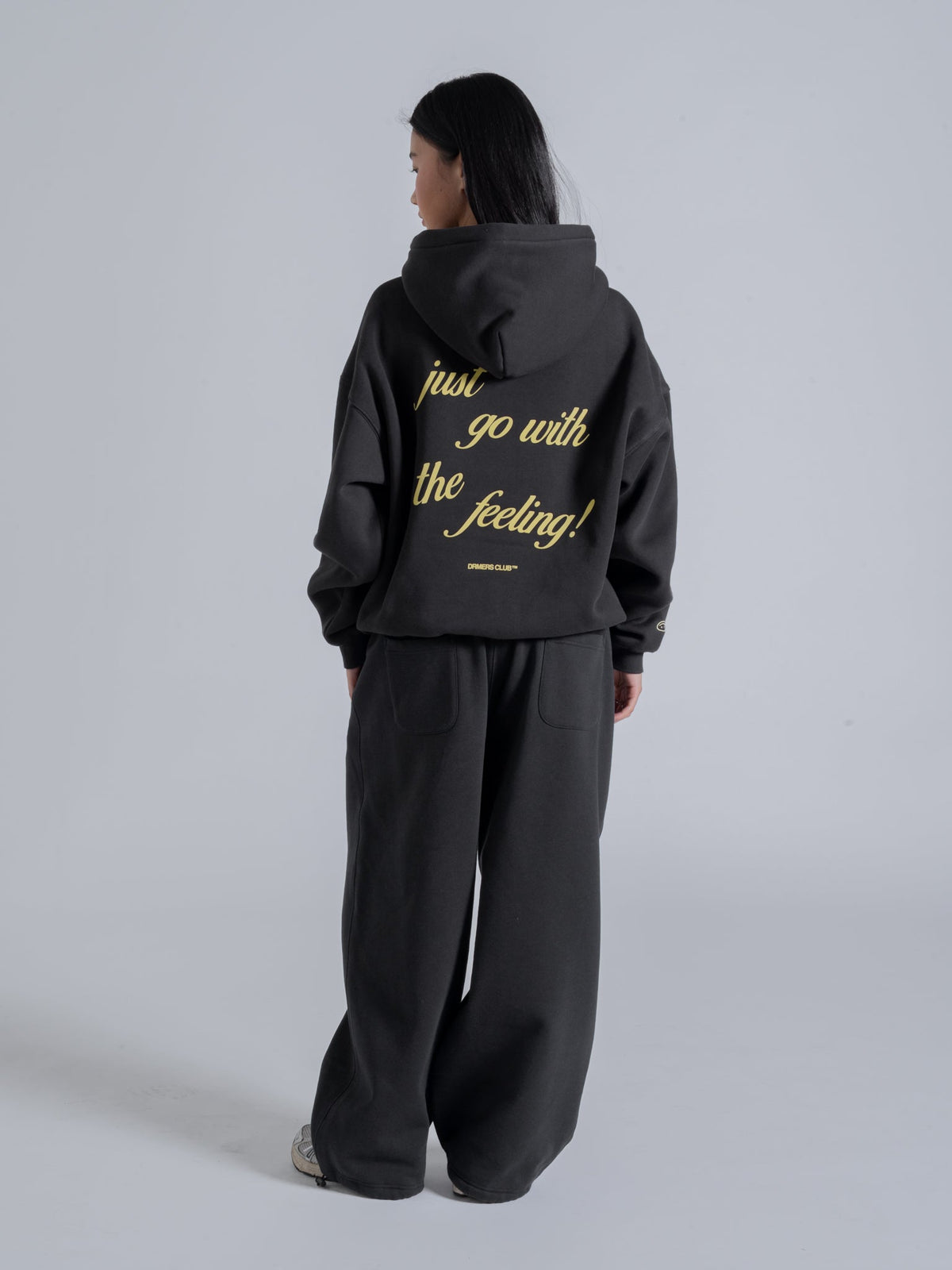 JUST GO WITH THE FEELING HOODIE - FADED BLACK