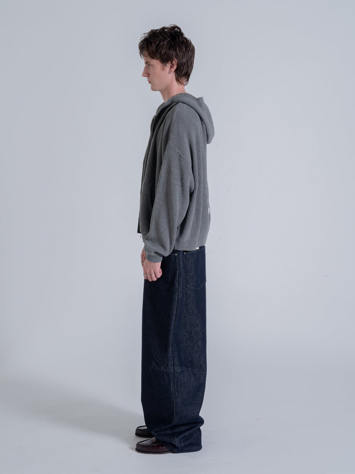 SMILEY KNITTED ZIP - DARK HEATHER GREY