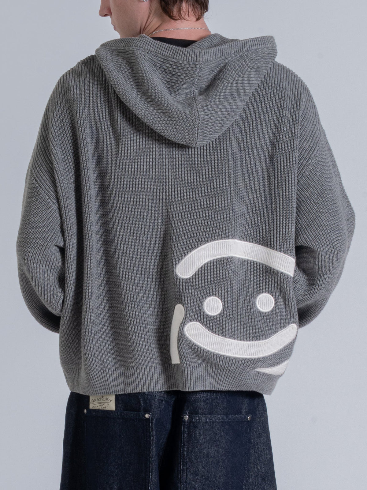 SMILEY KNITTED ZIP - DARK HEATHER GREY
