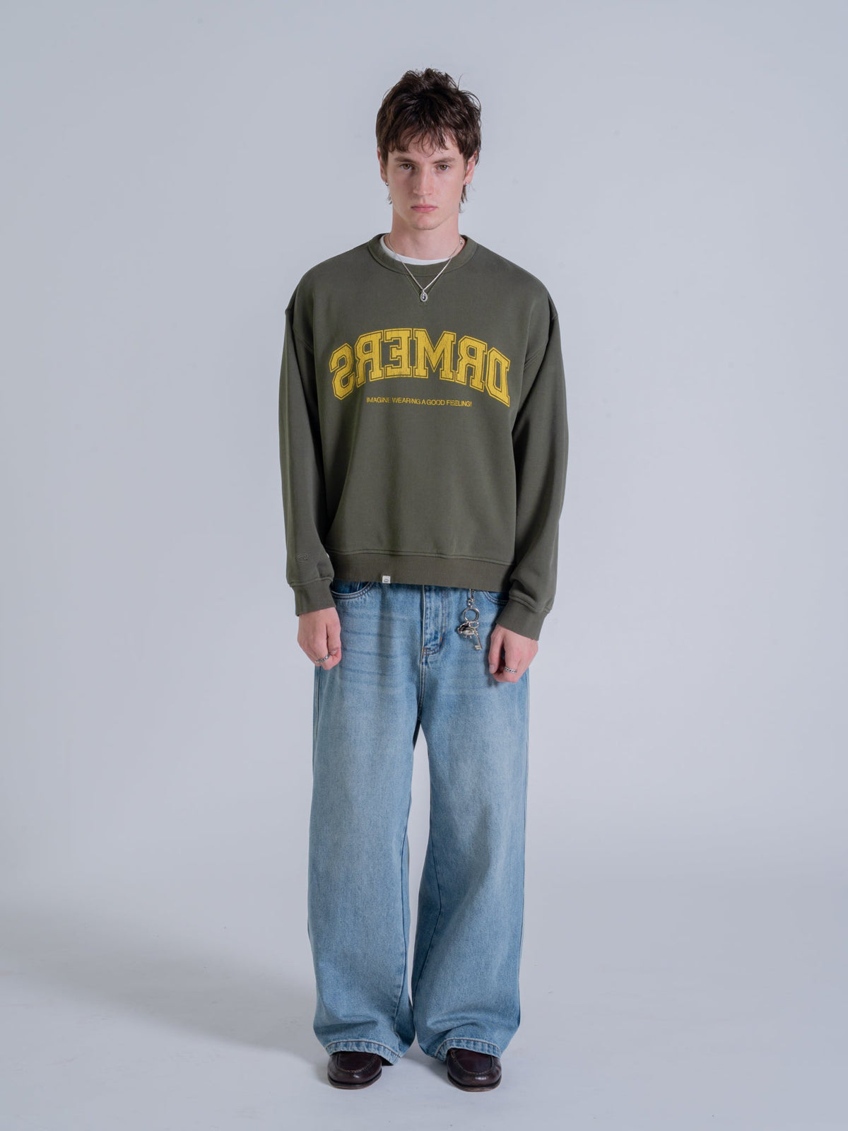 MIRRORED DRMERS CREWNECK - OLIVE GREEN