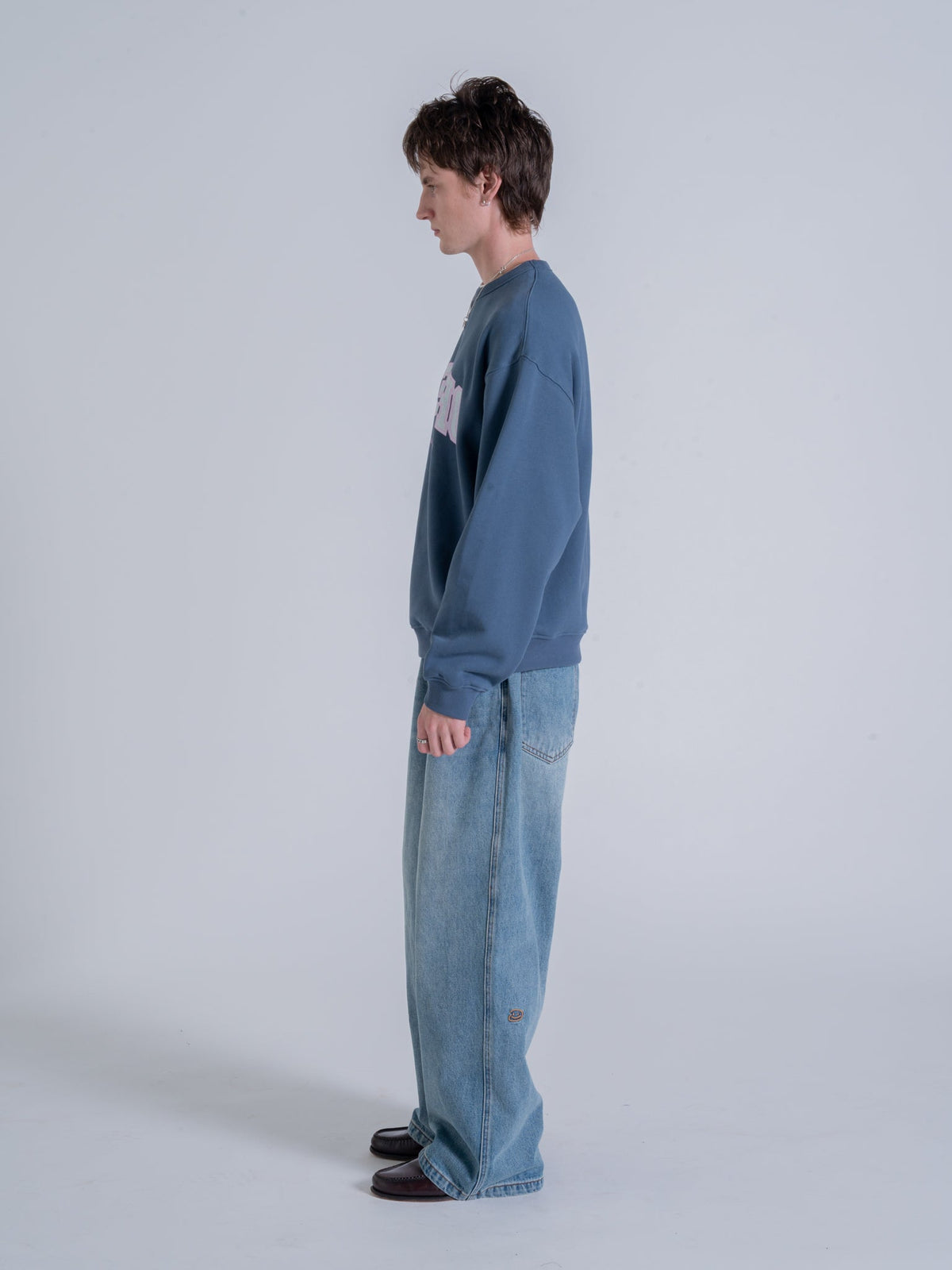 MIRRORED DRMERS CREWNECK - DUSTY NAVY