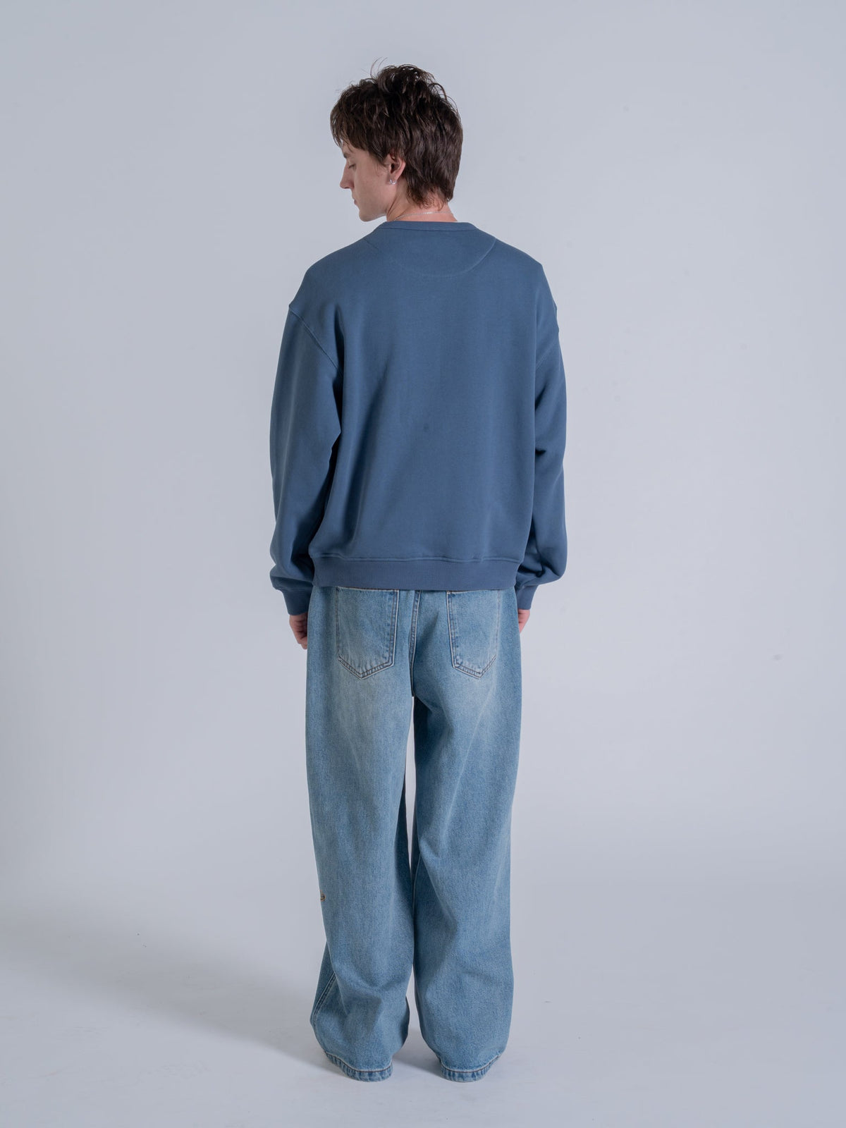 MIRRORED DRMERS CREWNECK - DUSTY NAVY