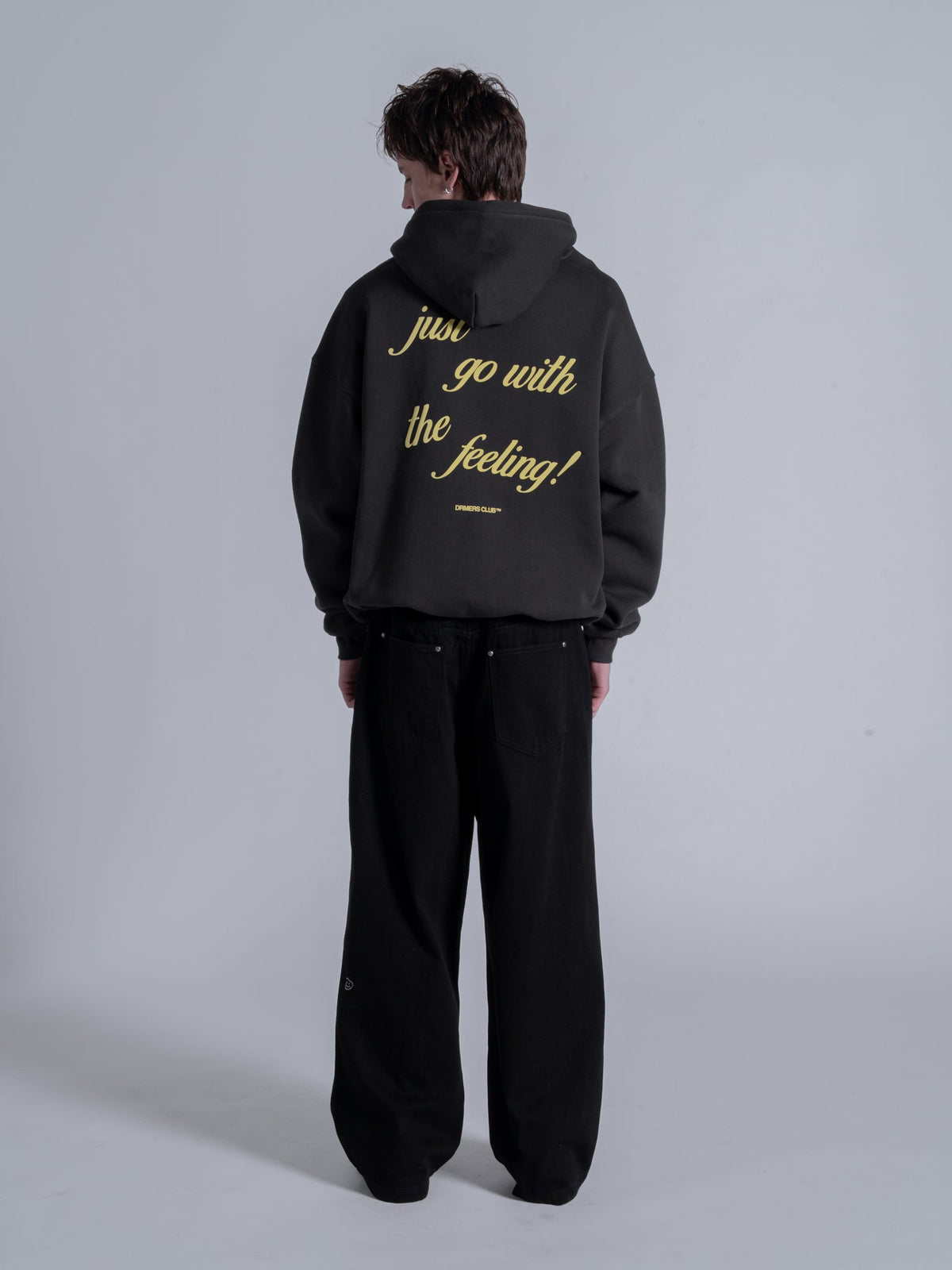 JUST GO WITH THE FEELING HOODIE - FADED BLACK
