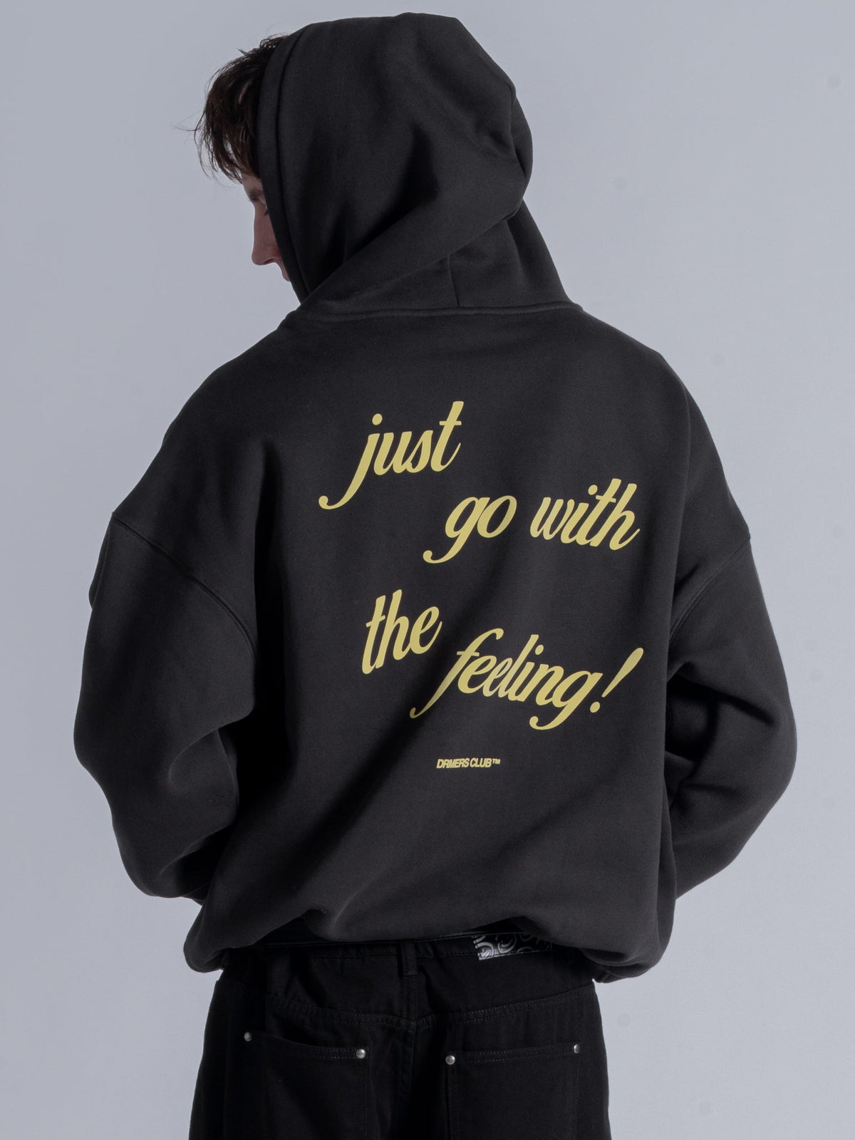 JUST GO WITH THE FEELING HOODIE - FADED BLACK