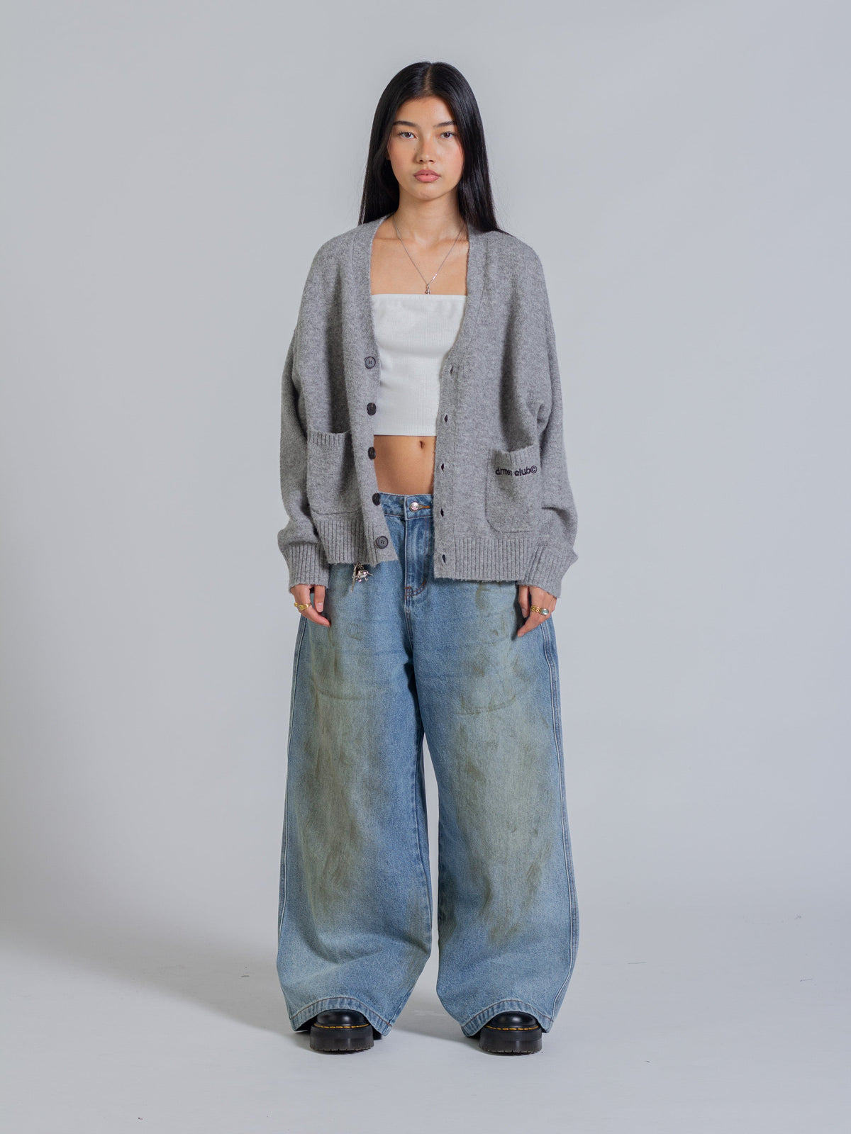 KNIT CARDIGAN - GREY