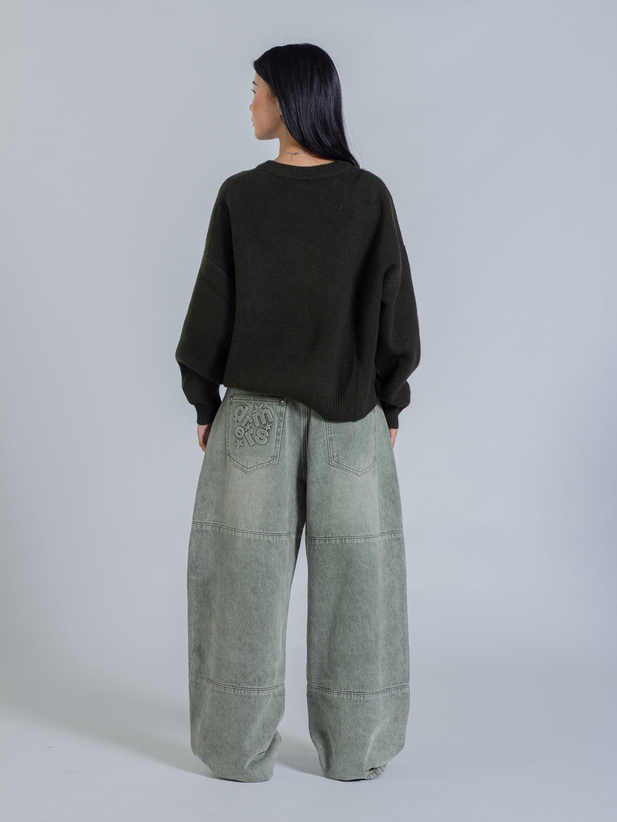 HEART KNIT SWEATER - DEEP OLIVE