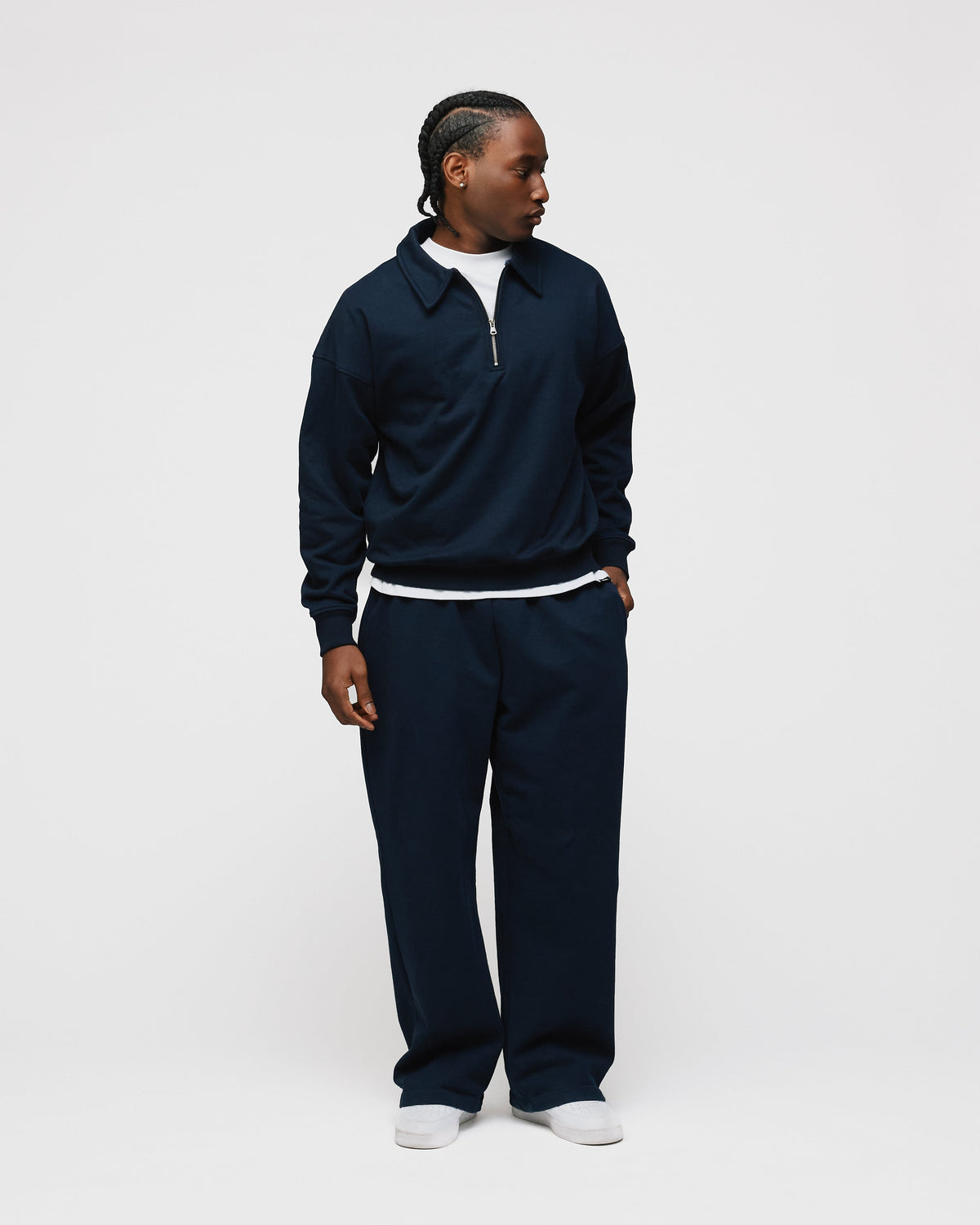 Drop Shoulder 1/4 Zip - Navy