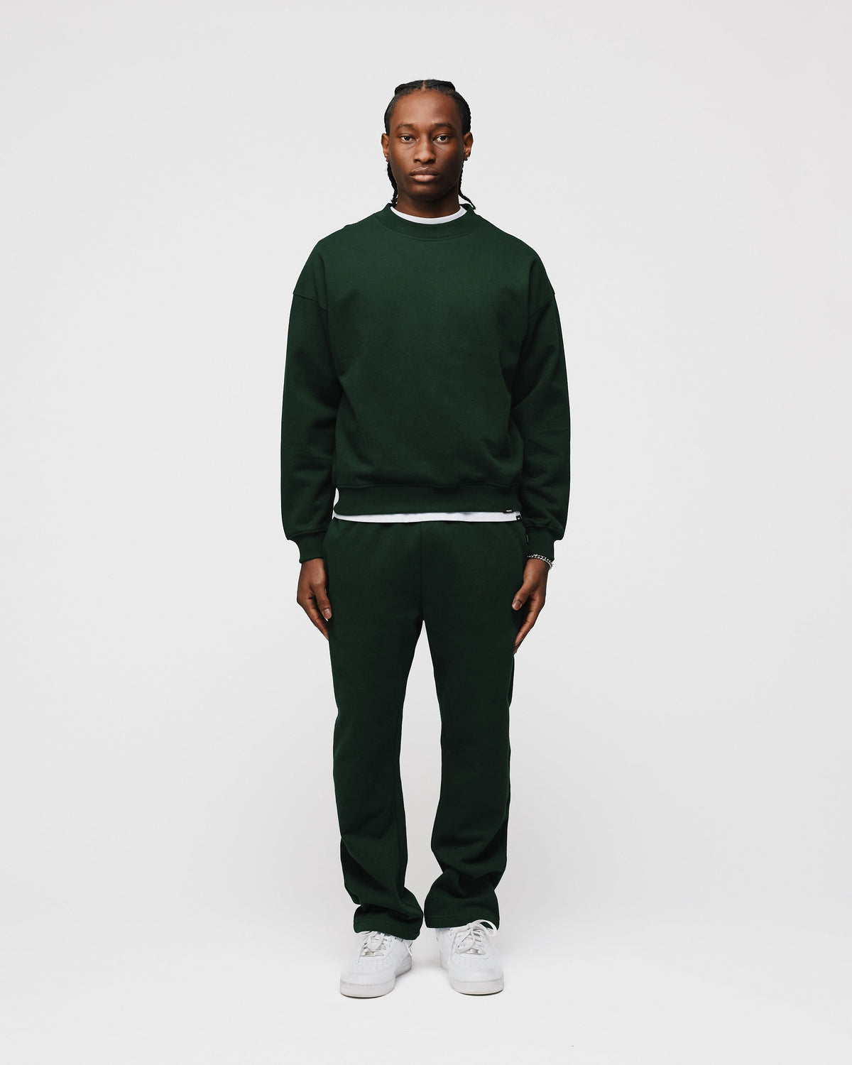 Open Bottom Sweatpants - Forest Green