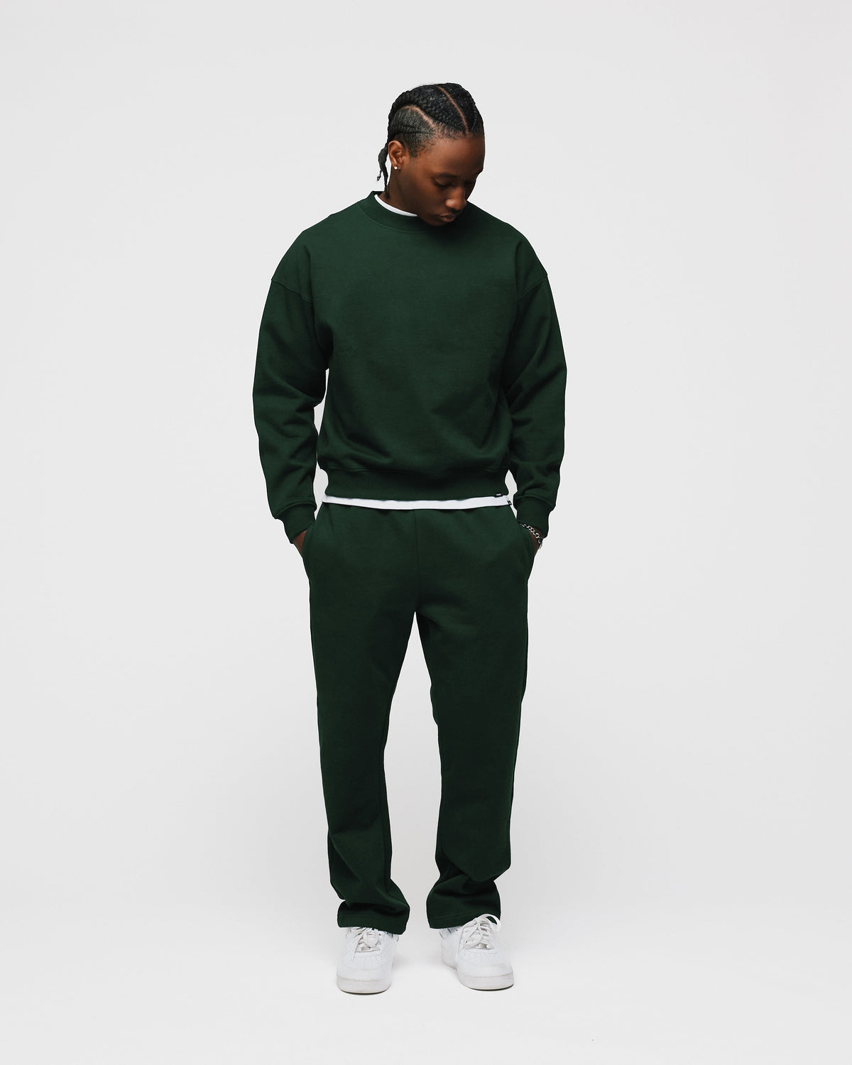 Open Bottom Sweatpants - Forest Green