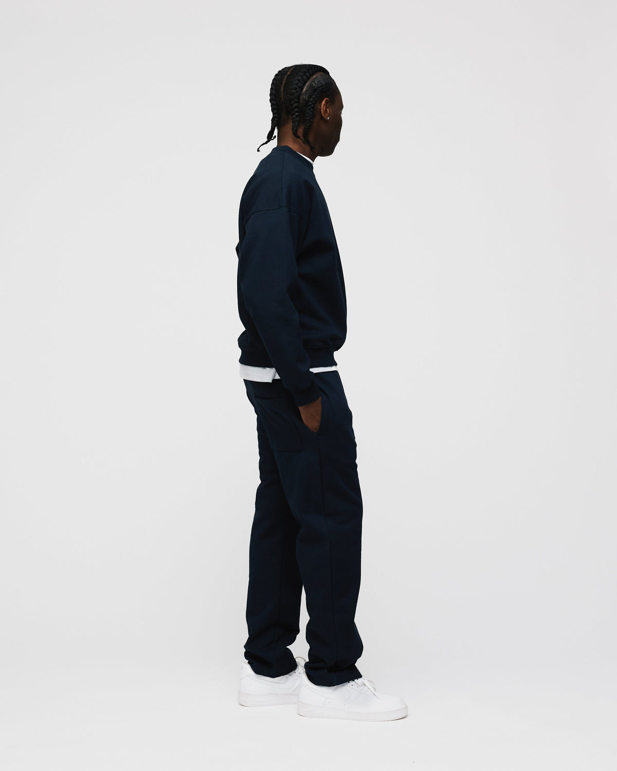 Open Bottom Sweatpants - Navy