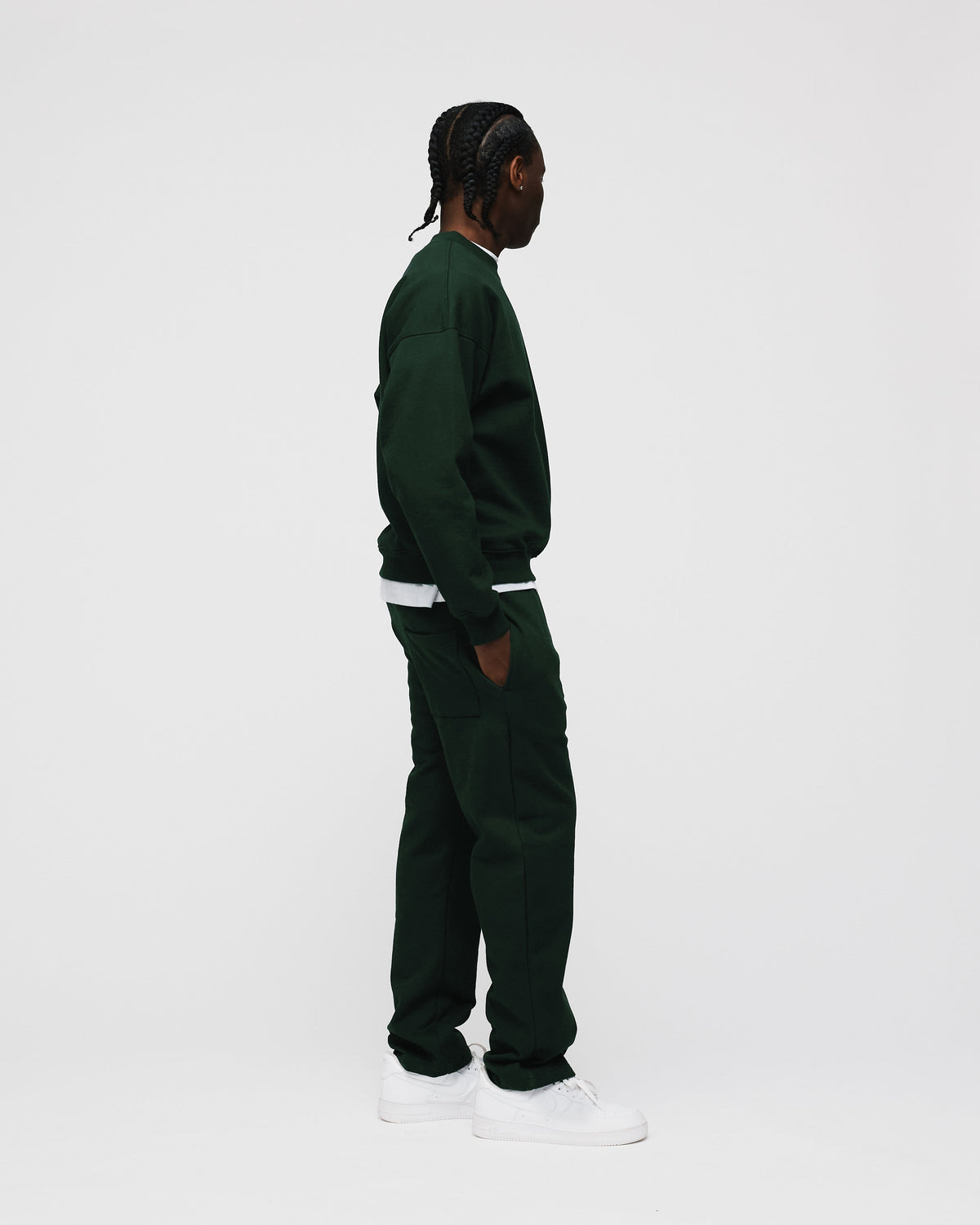 Open Bottom Sweatpants - Forest Green