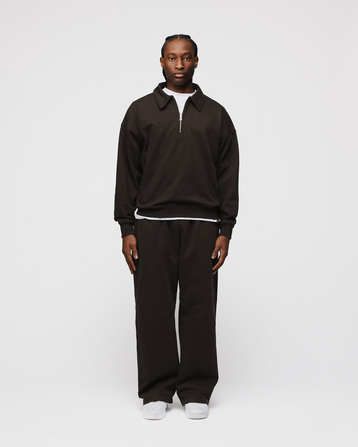 Drop Shoulder 1/4 Zip - Espresso