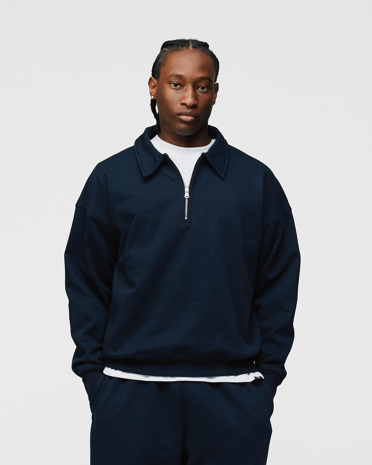 Drop Shoulder 1/4 Zip - Navy