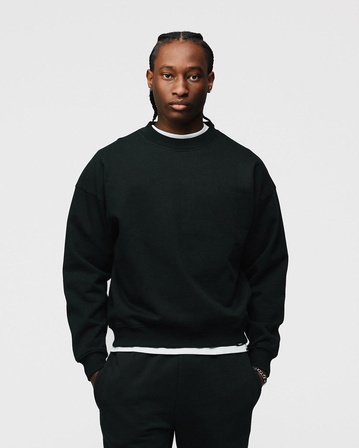Drop Shoulder Crewneck - Black