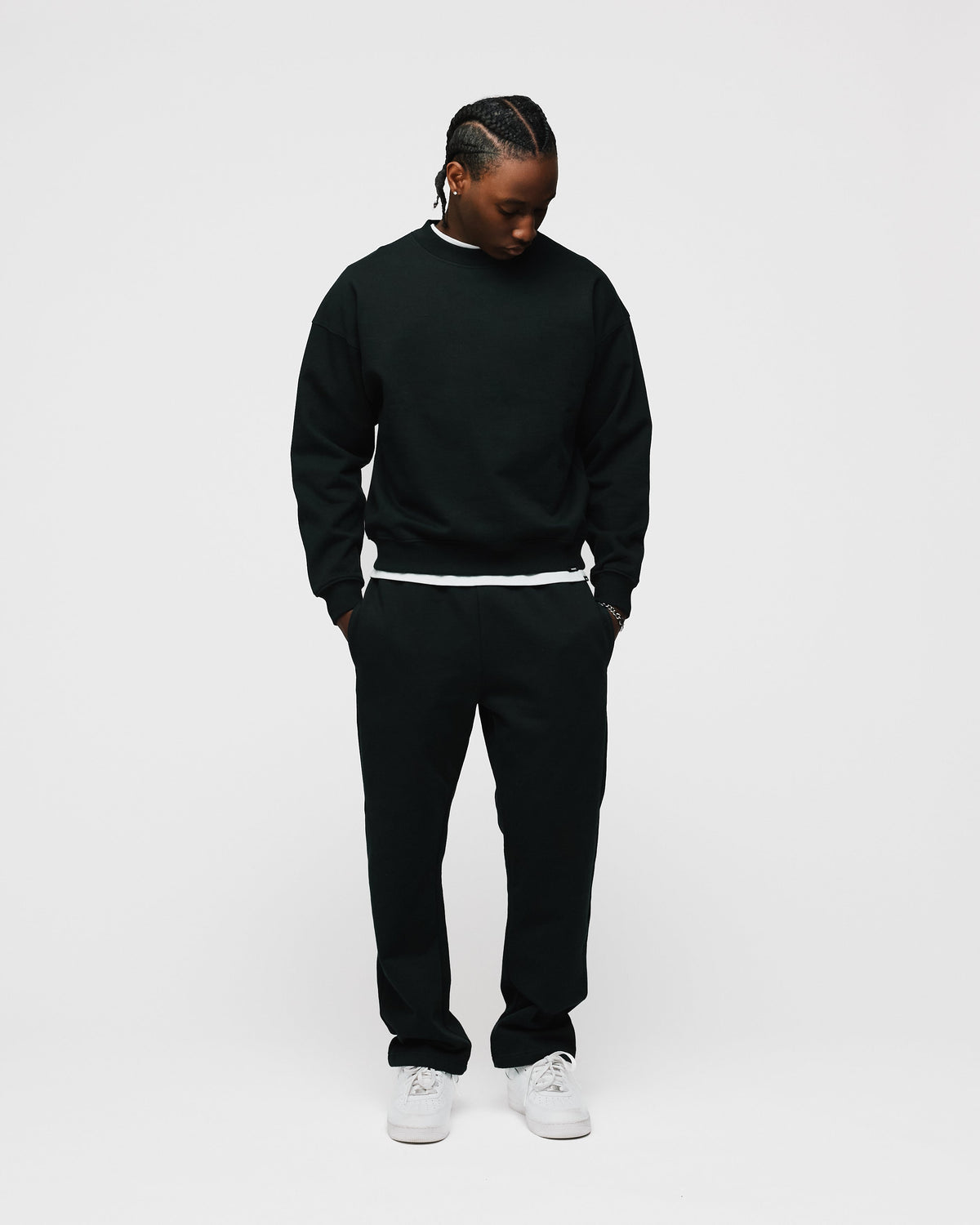 Drop Shoulder Crewneck - Black