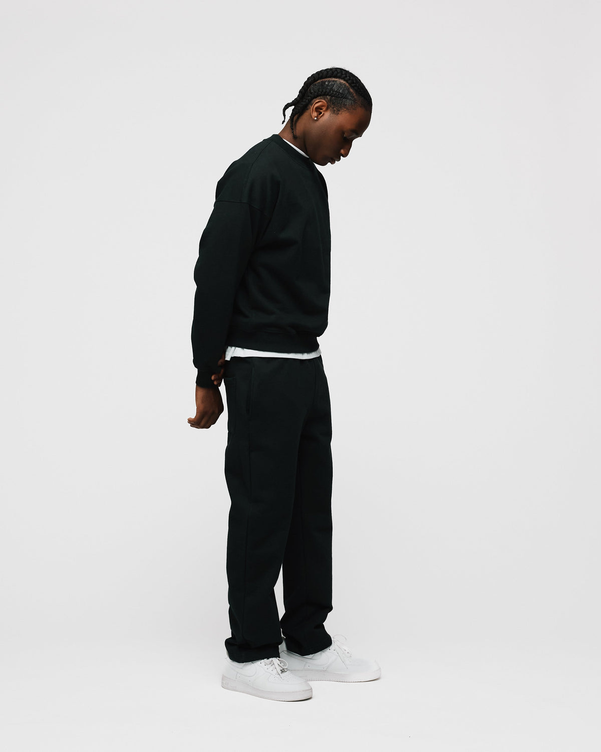 Open Bottom Sweatpants - Black