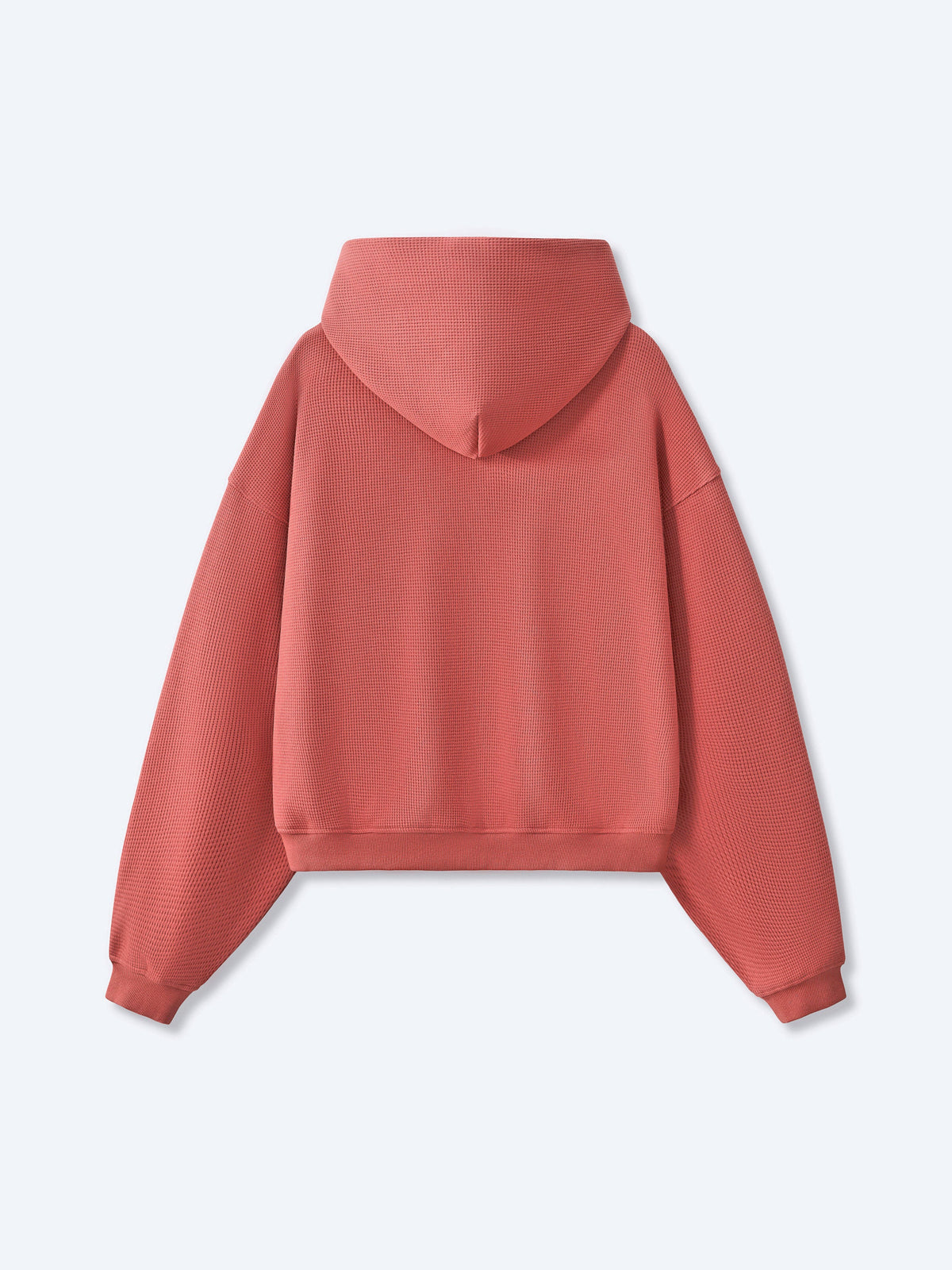 WAFFLE ZIP HOODIE - SALMON