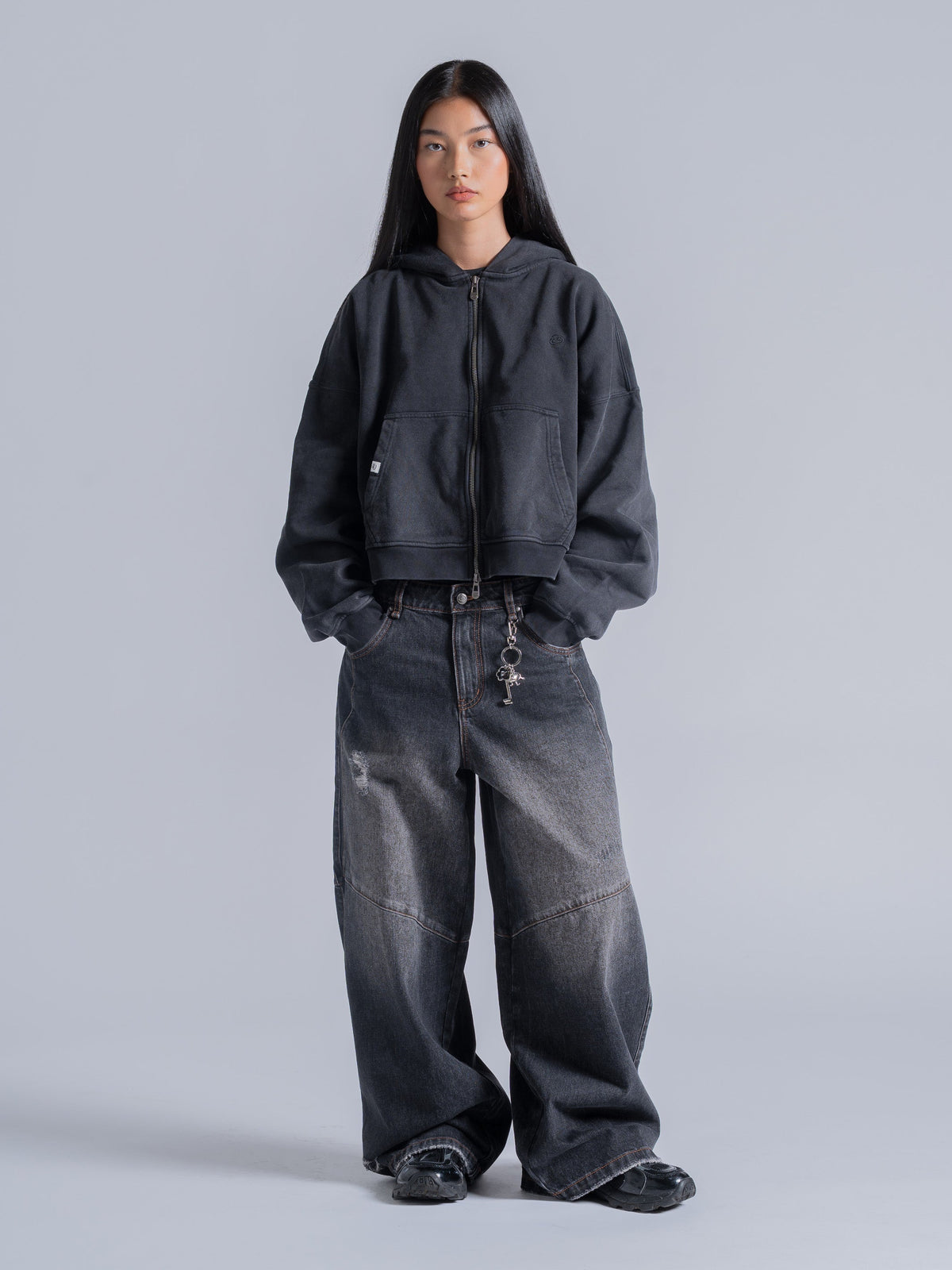 ESSENTIAL BOXY DOUBLE ZIP - VINTAGE BLACK