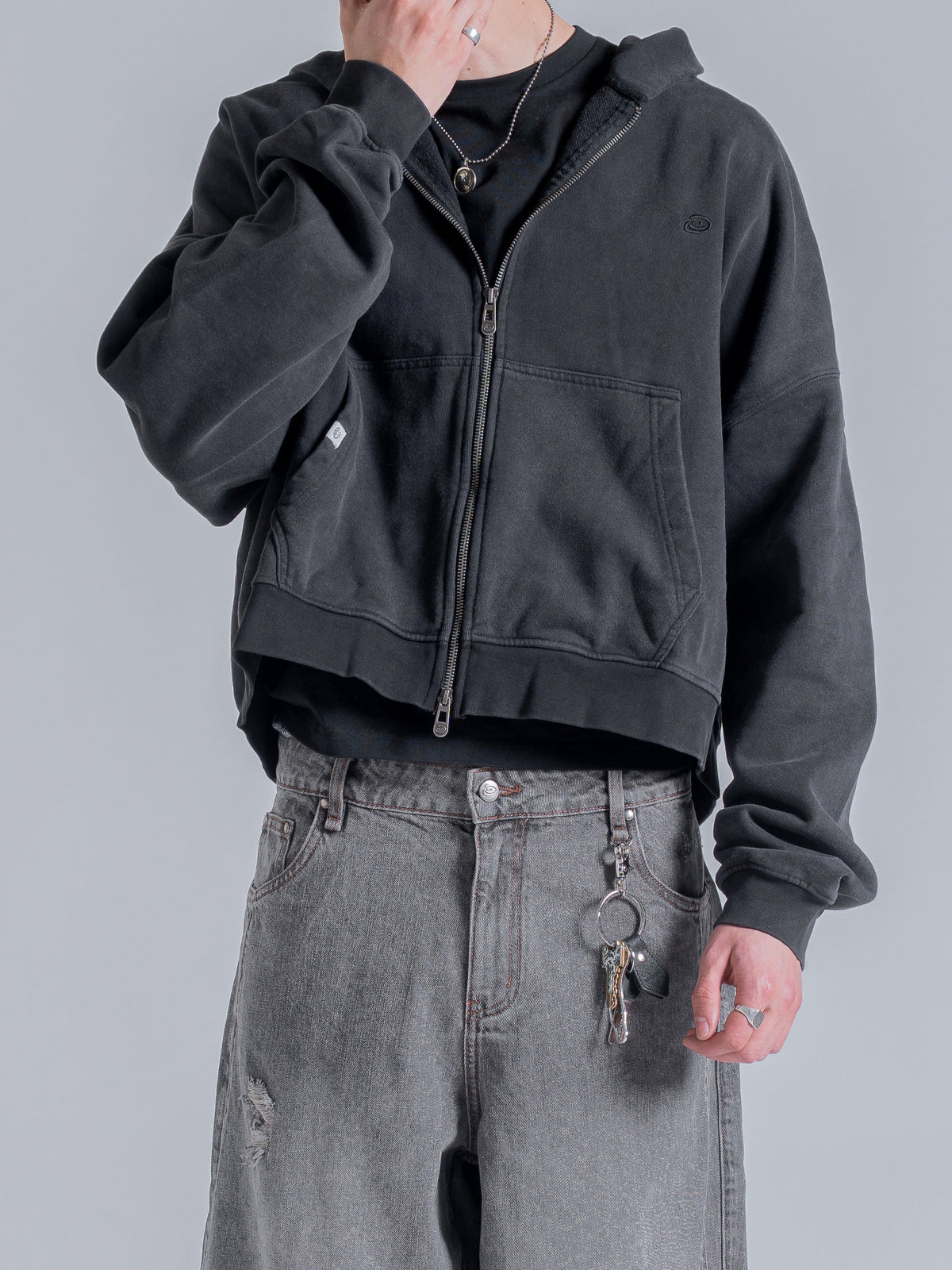 ESSENTIAL BOXY DOUBLE ZIP - VINTAGE BLACK