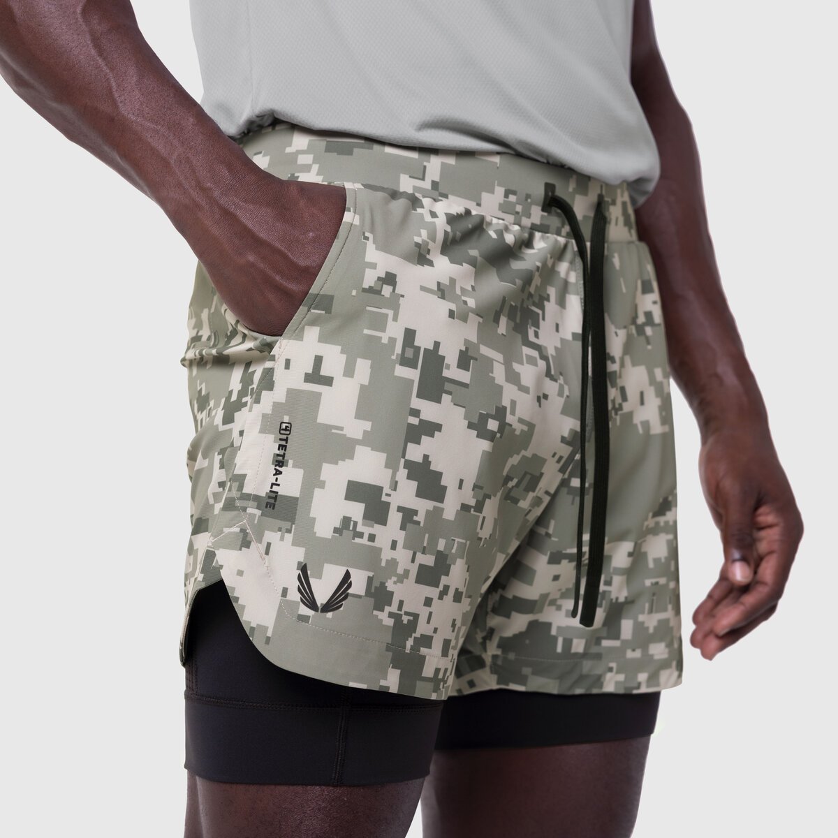 0865. Tetra-Lite® 5" Liner Short - Digital Camo "Wings"/Black