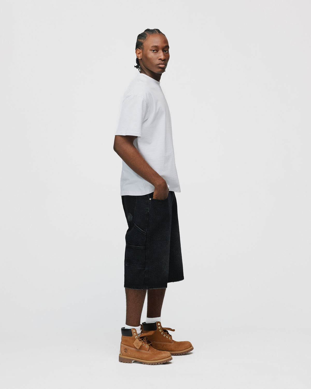 Baggy Denim Shorts - Washed Black