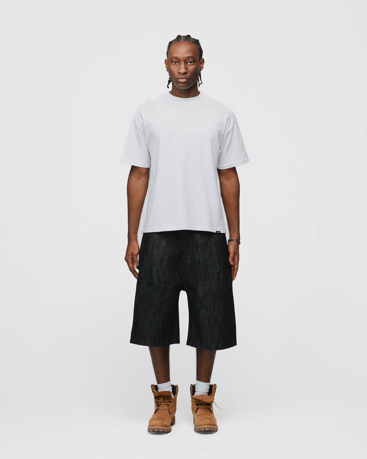 Raw Denim Shorts - Black