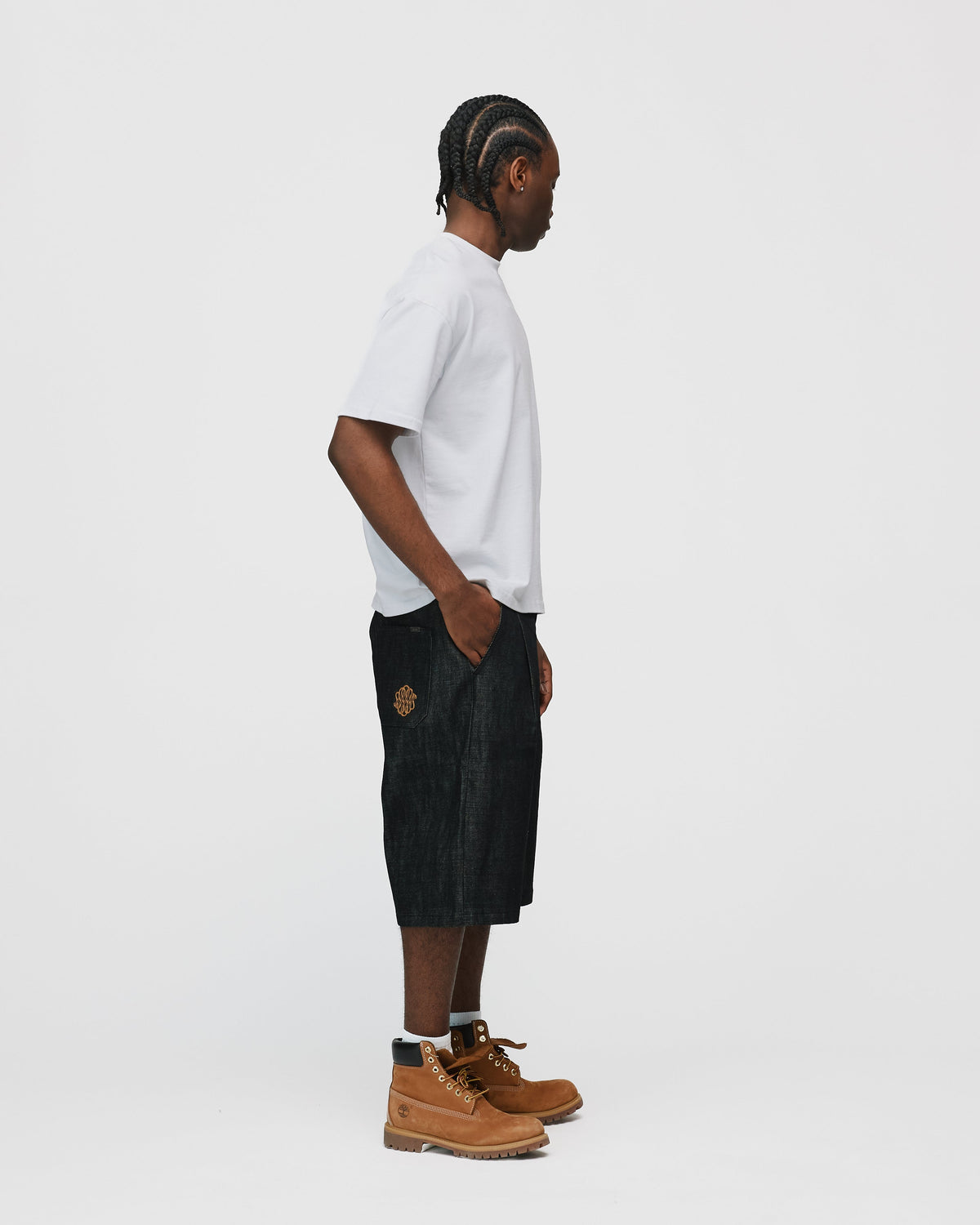 Raw Denim Shorts - Black