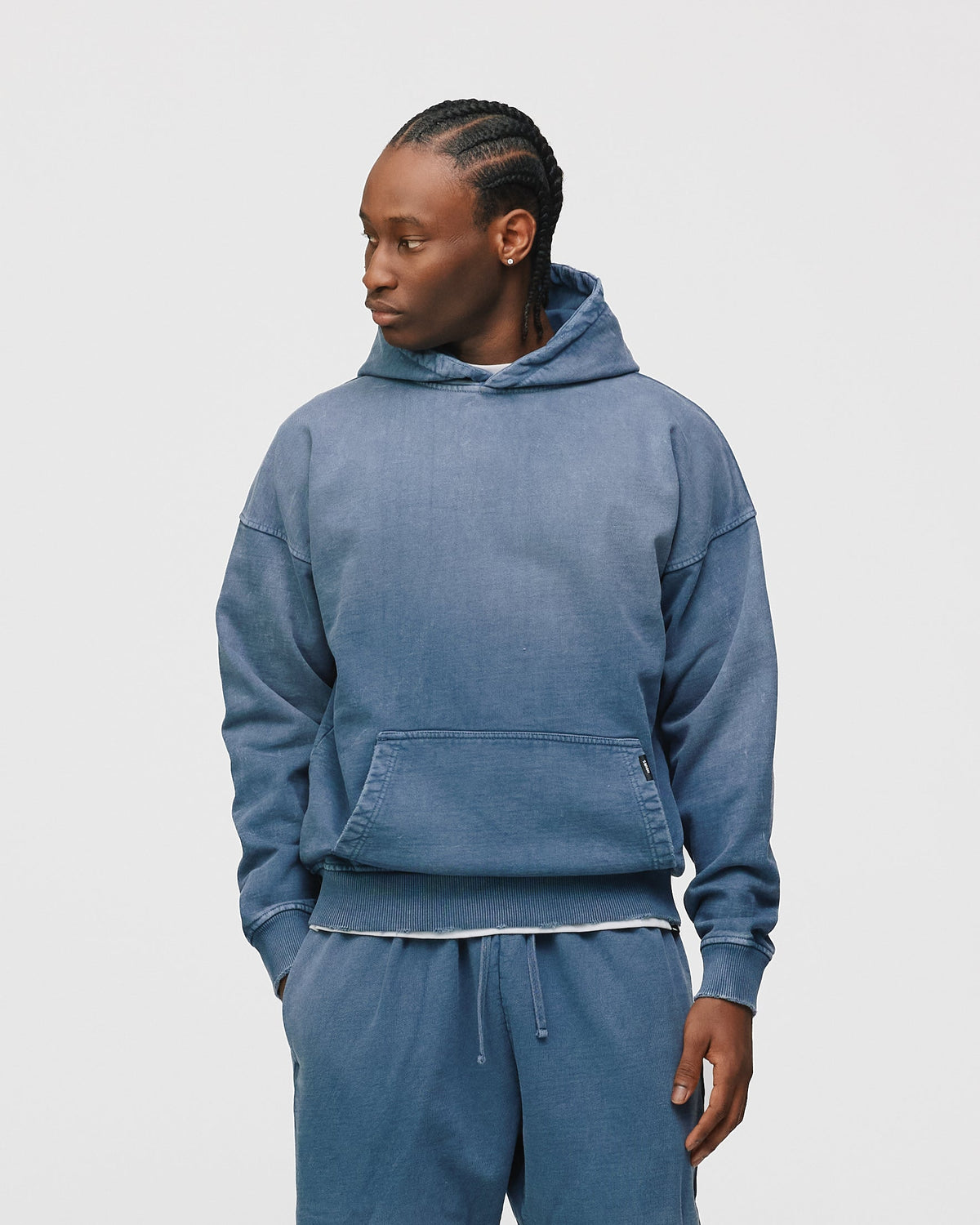 Drop Shoulder Hoodie - Sunfaded Blue