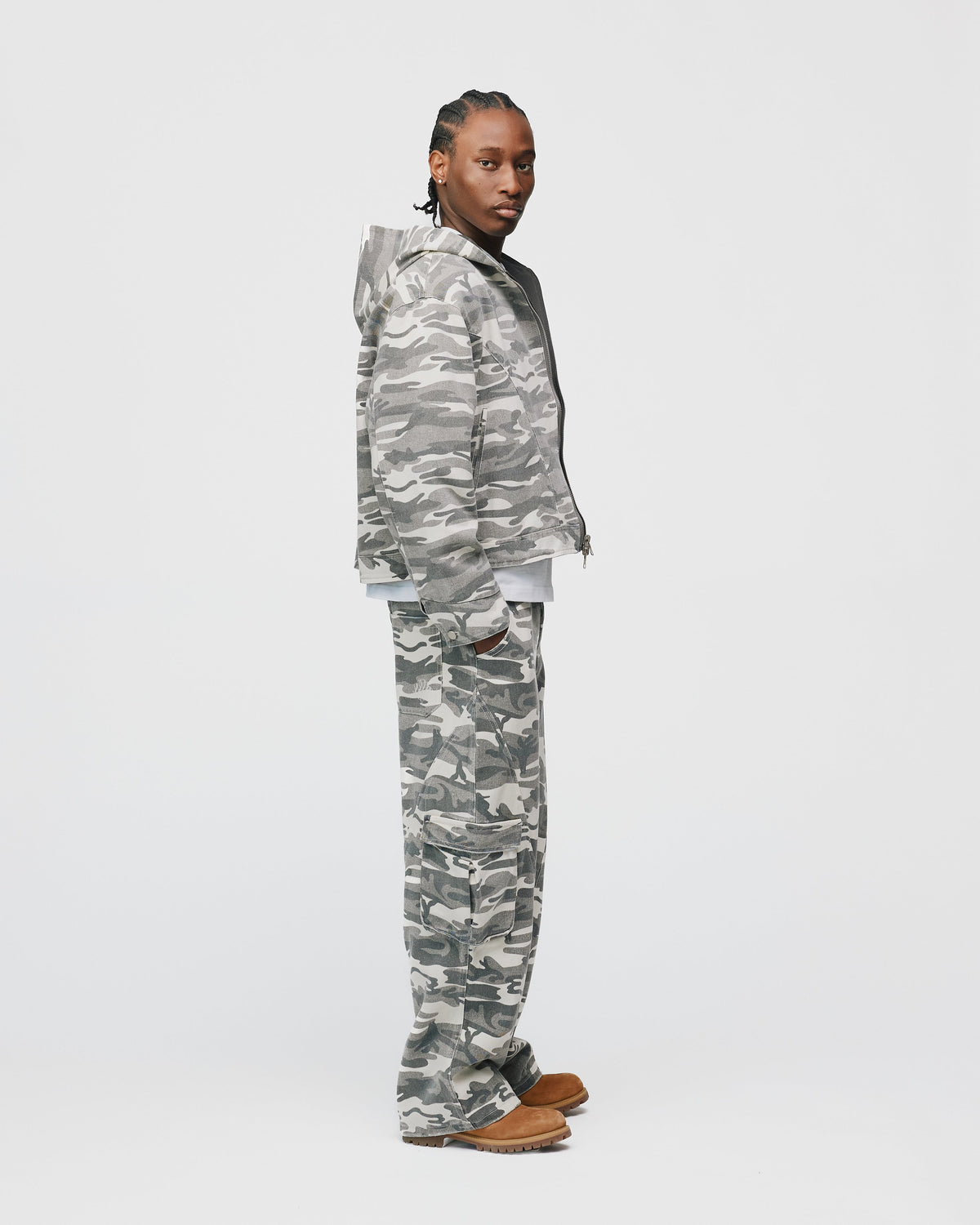 Baggy Cargo Pants - White Camo