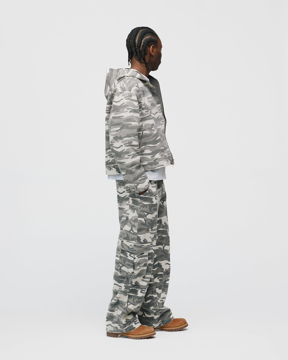 Reversible Hooded Jacket - White Camo