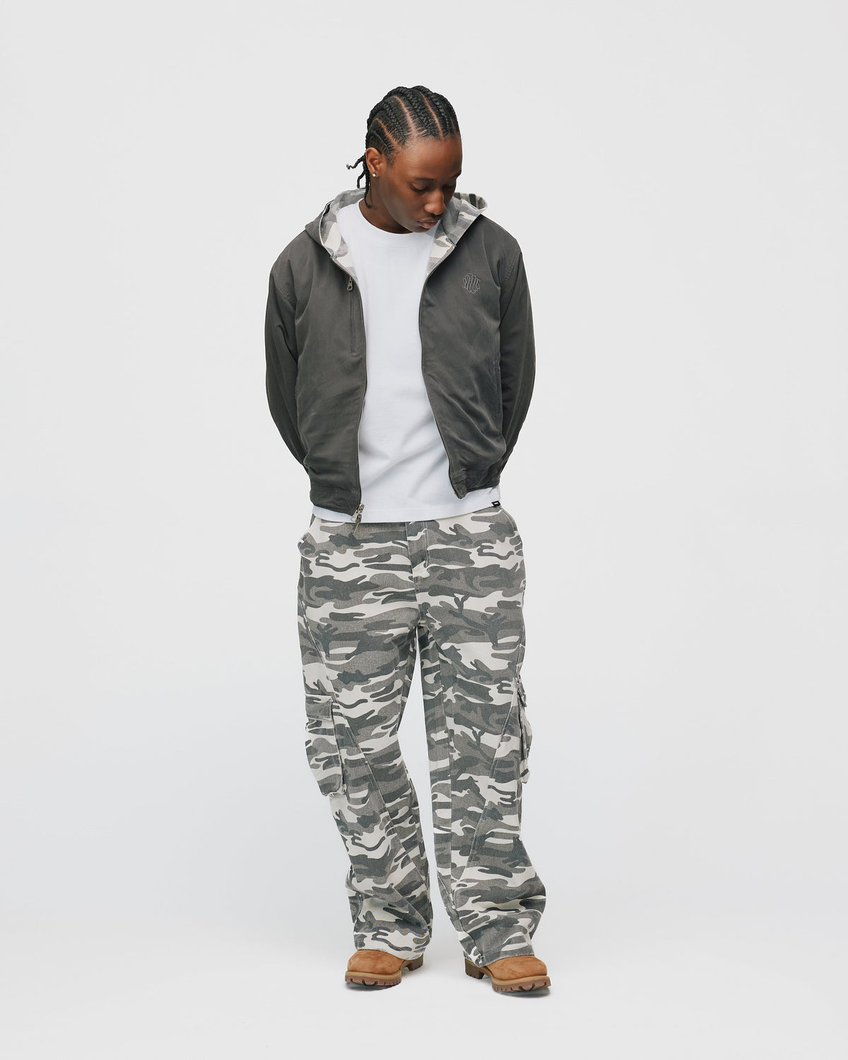 Reversible Hooded Jacket - White Camo