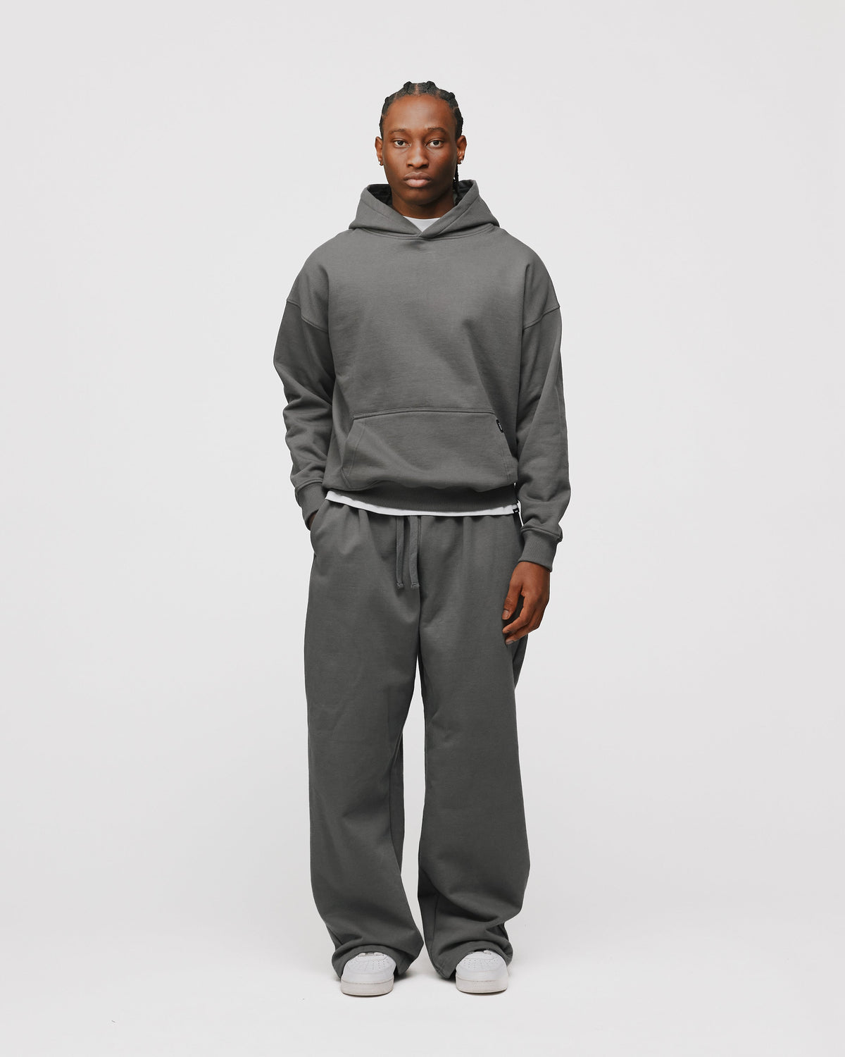Drop Shoulder Hoodie - Charcoal